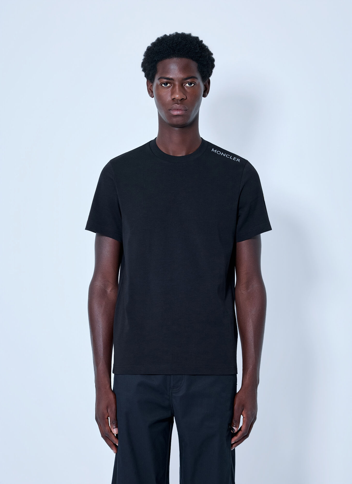 MONCLER | Black cotton jersey crewneck T-shirt with logo | Man | L - Image 3