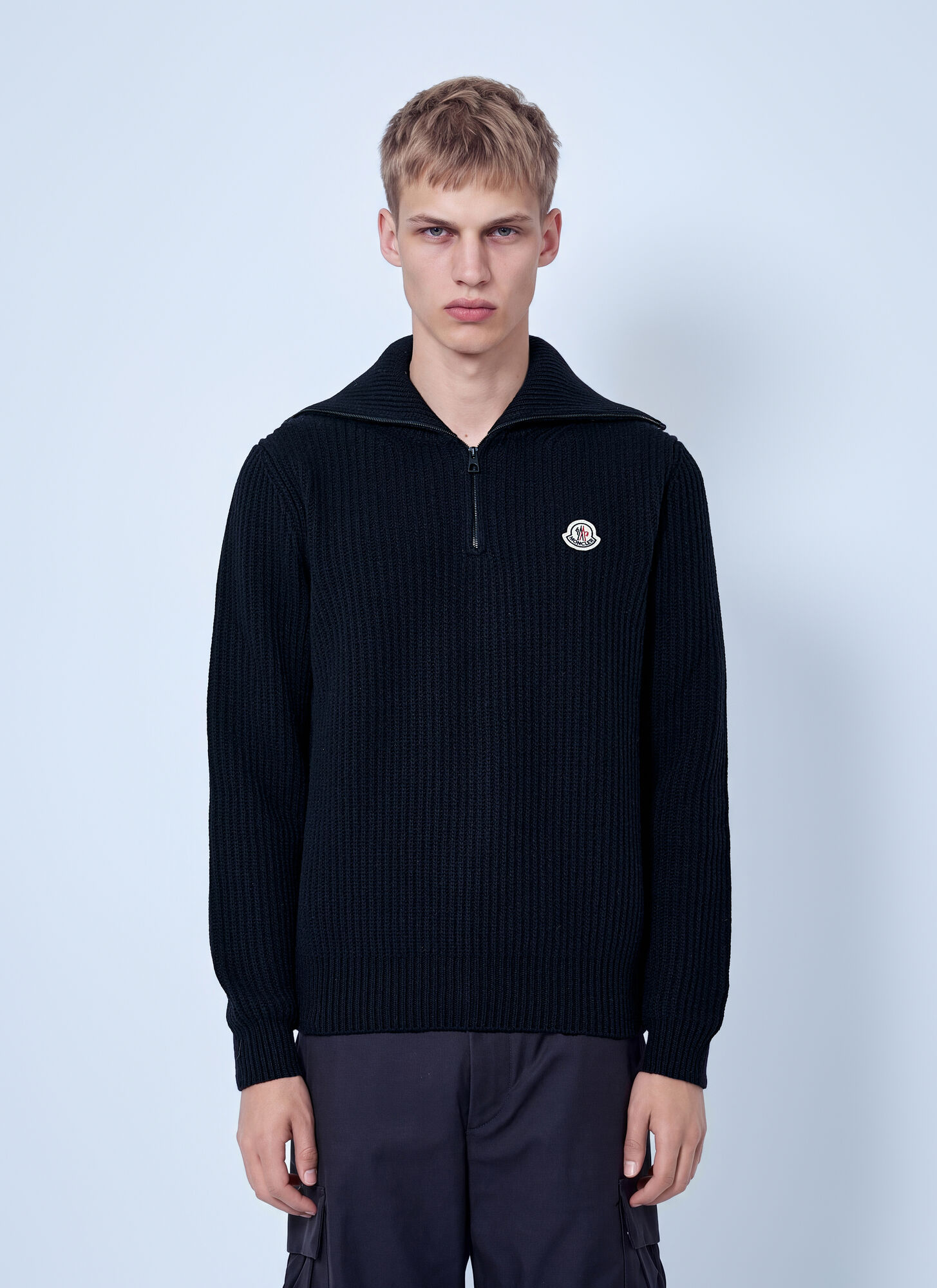Moncler Logo Rib Wool Turtleneck - Male - Turtlenecks - Black - Xl - Knitwear - Image 4