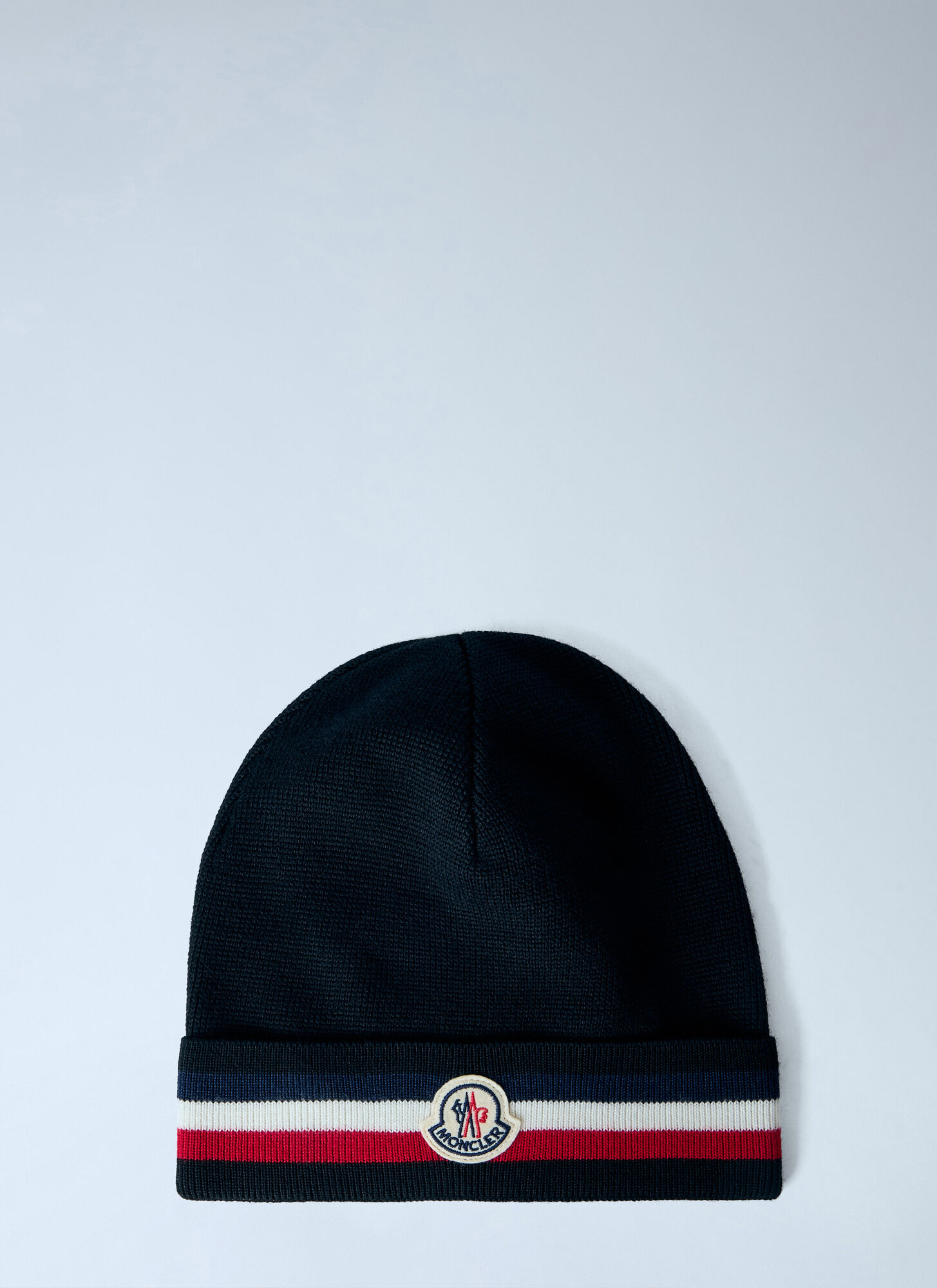 Moncler Logo Patch Knit Beanie - Man Hats Black One Size - Immagine 1