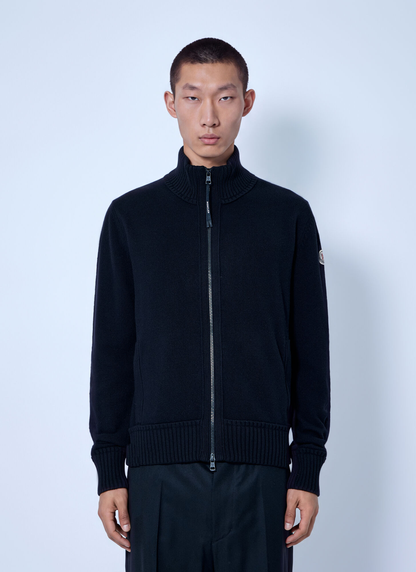 Moncler Uomo Nero - Cashmere & Wool Zip-Up Cardigan, Size: S