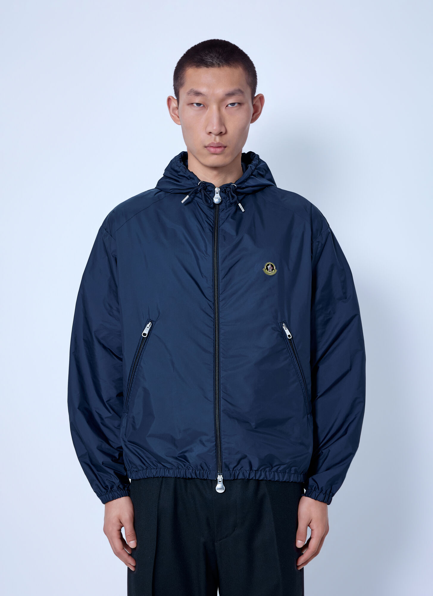 Moncler Hooded Windbreaker - Man Jackets Navy 1