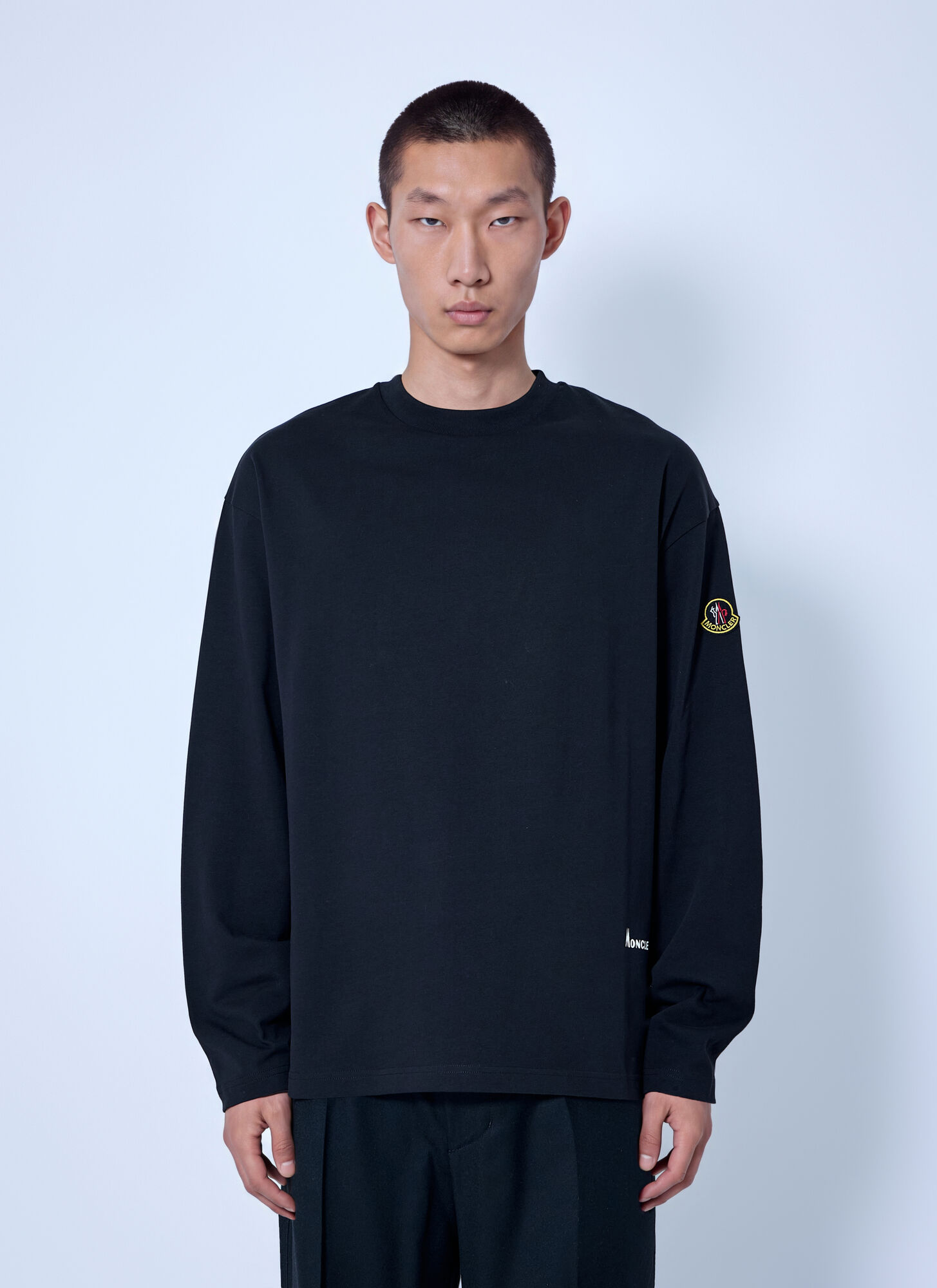 Moncler K2 Print Long Sleeve Cotton T-Shirt - Man T-Shirts Black Xl