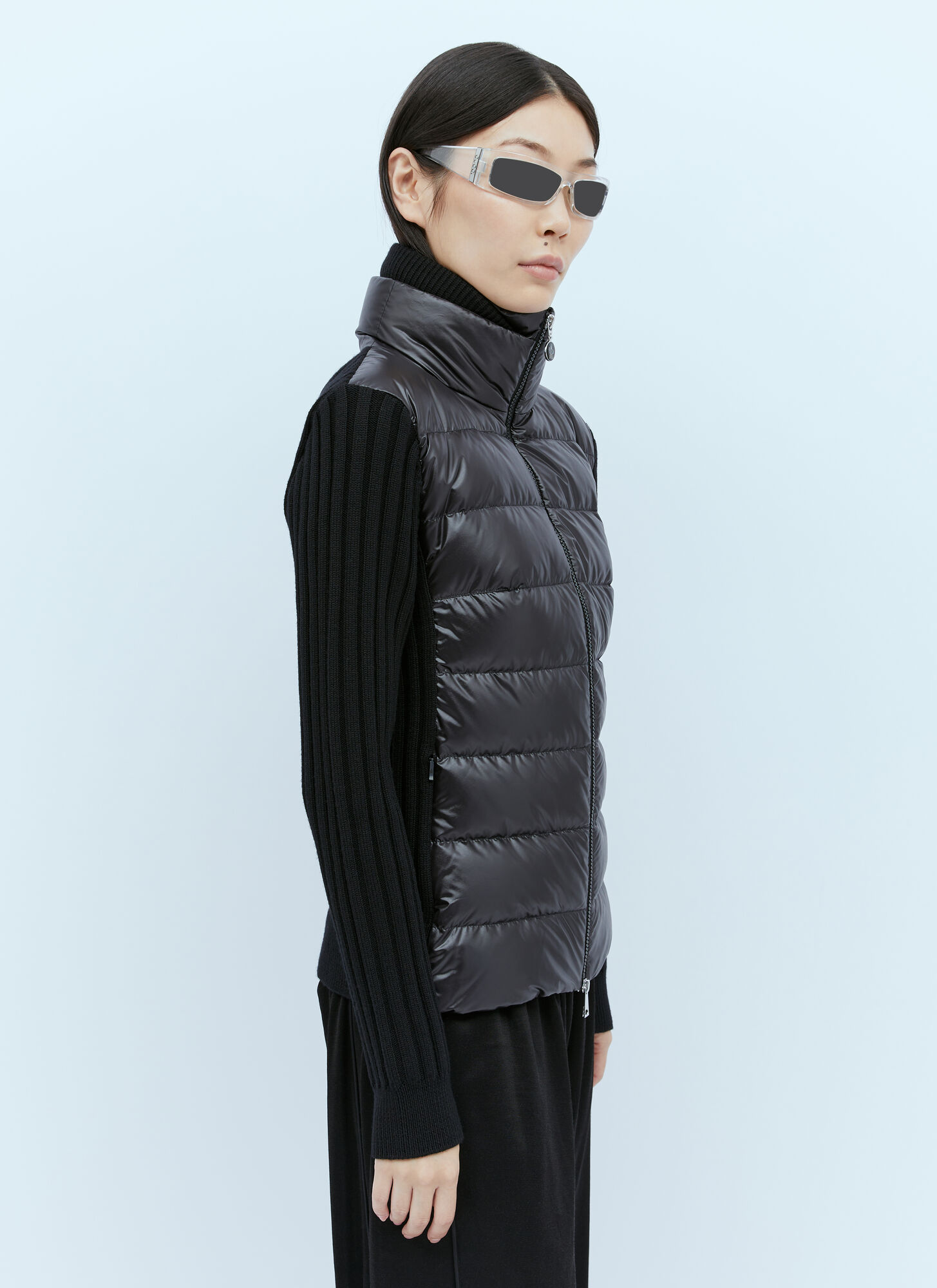 Moncler Women's Black Padded Wool Cardigan - Woman Jackets L