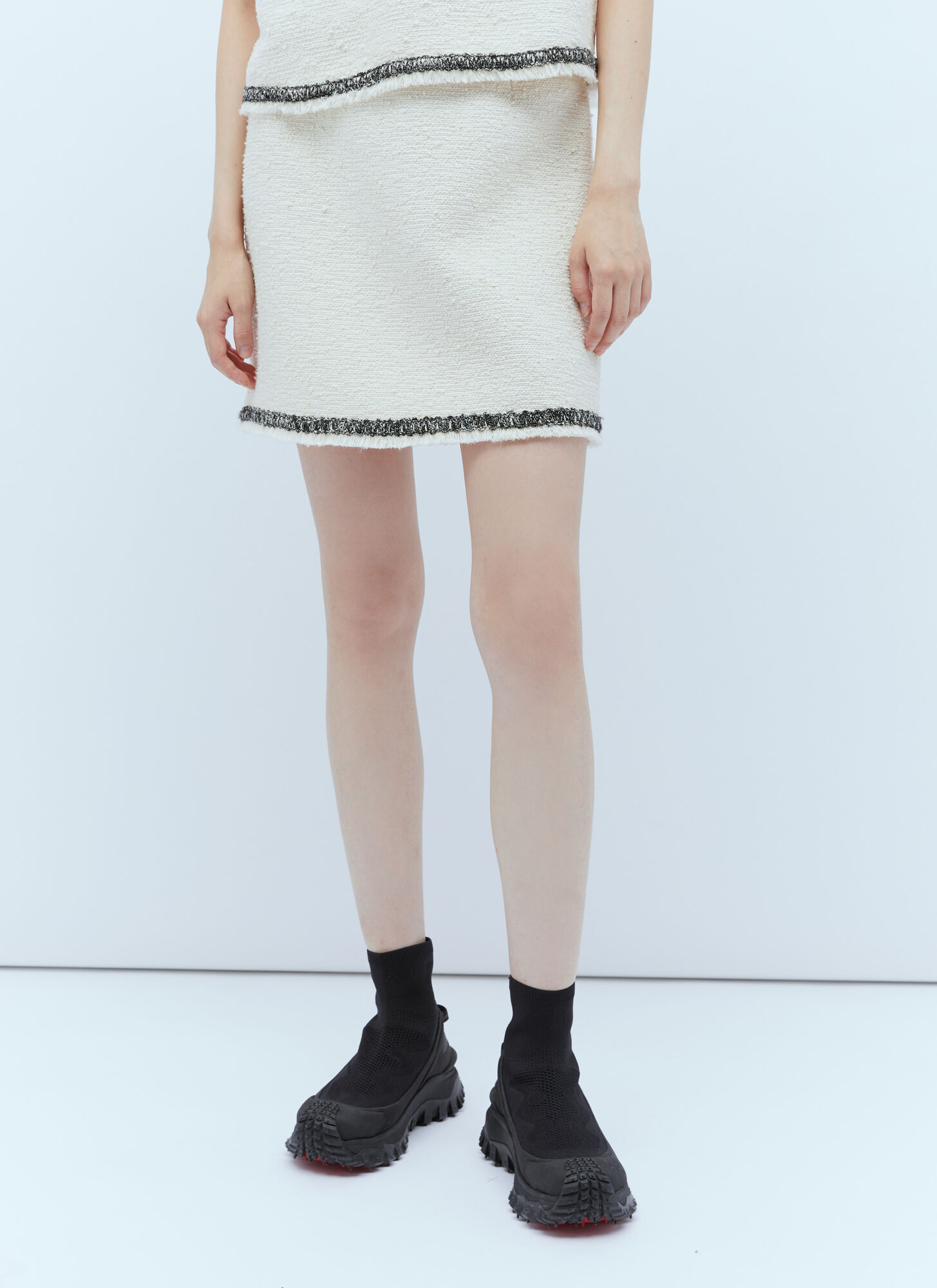 Moncler Tweed Mini Skirt White In White