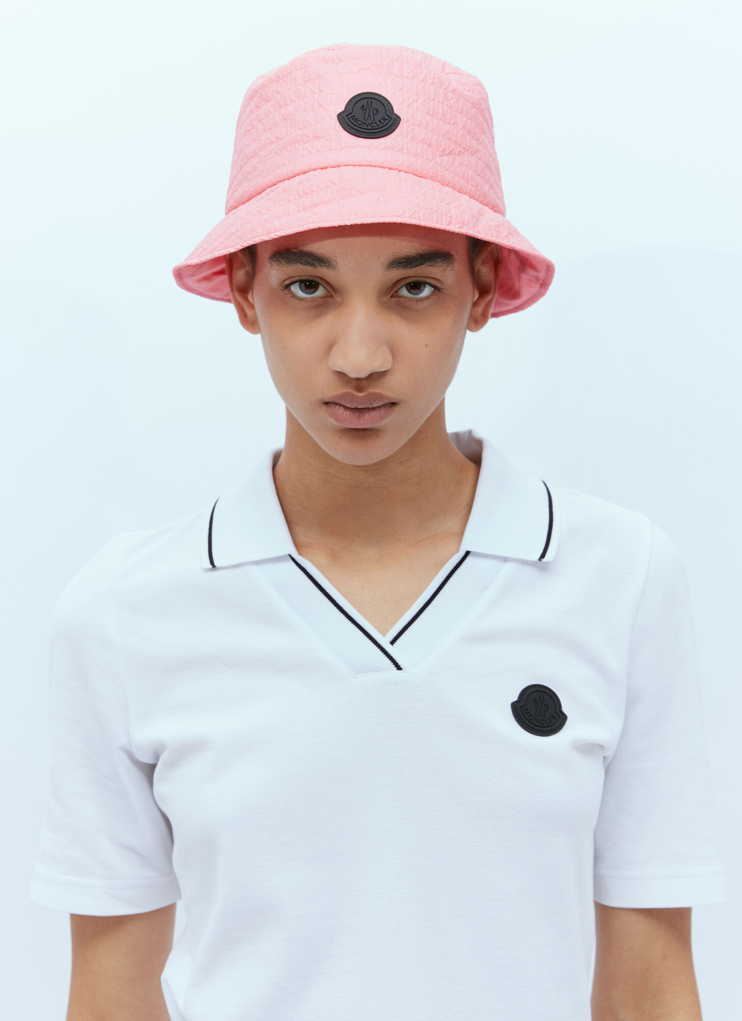 Moncler Women's Pink Logo Patch Bucket Hat - Woman Hats M