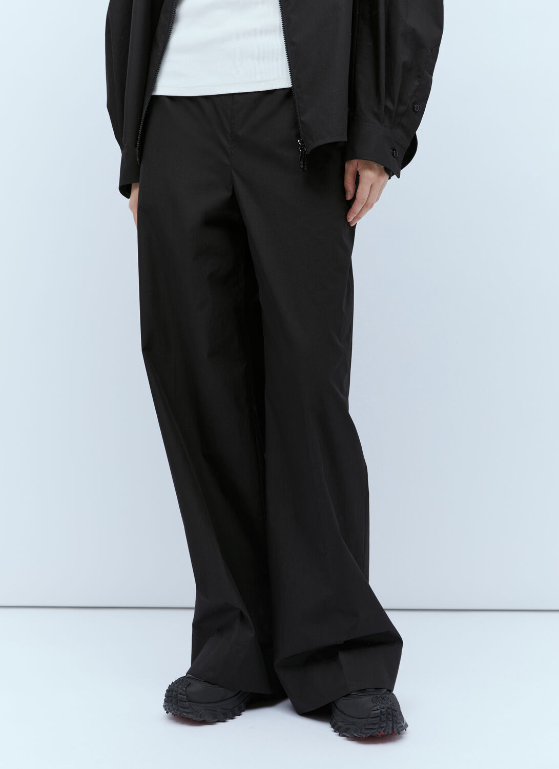 Moncler Wide Leg Track Trousers In Black
