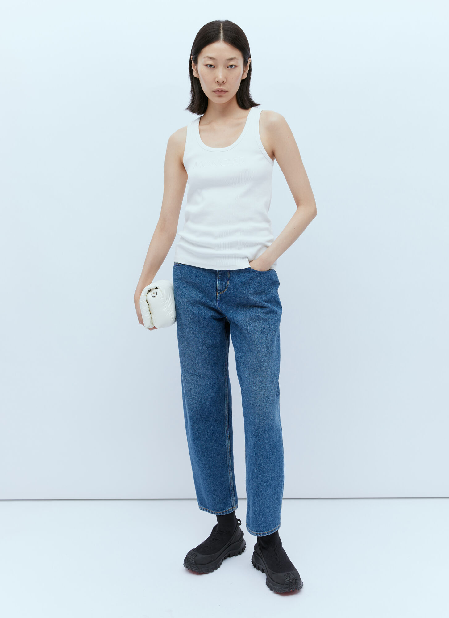 Moncler Moncler Logo Embroidery Tank Top - Frau Tops White M 