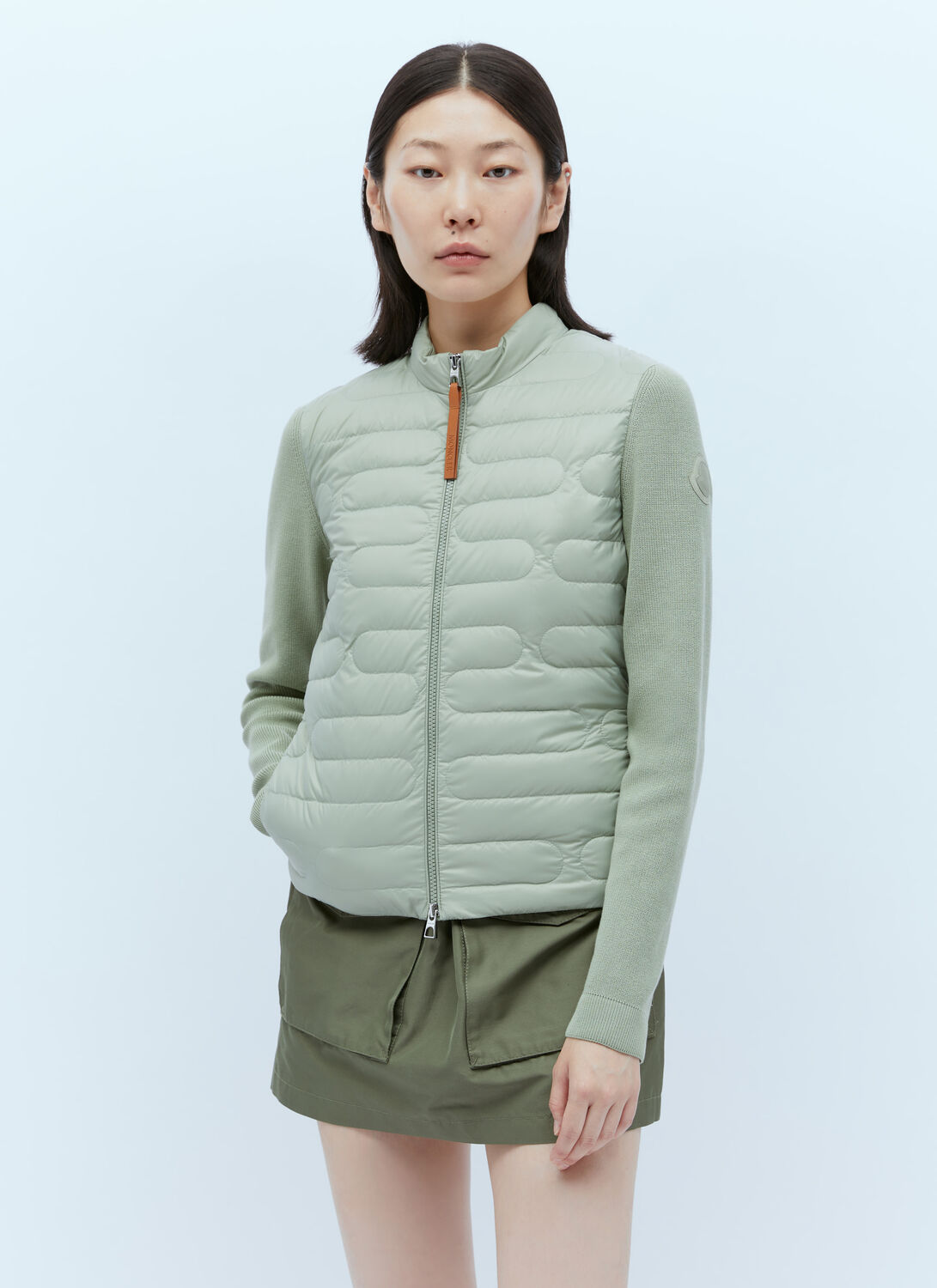 Shop Moncler Padded Zip-up Cardigan In Green