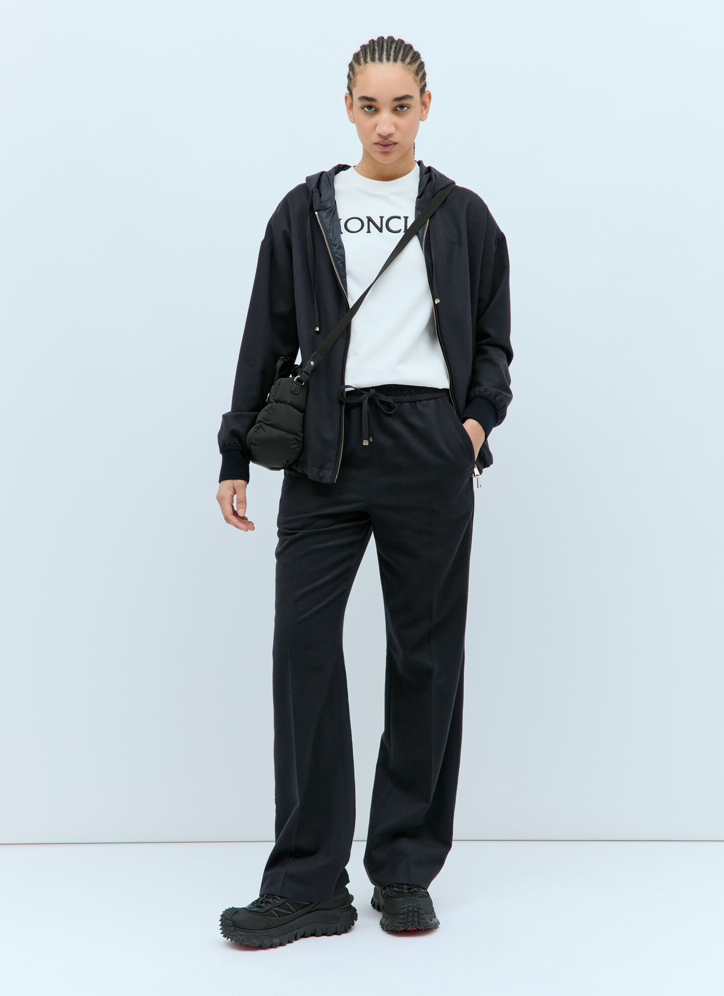  Moncler Moncler Wool-blend Drawstring Trackpants - Frau Track Pants Navy It - 42 