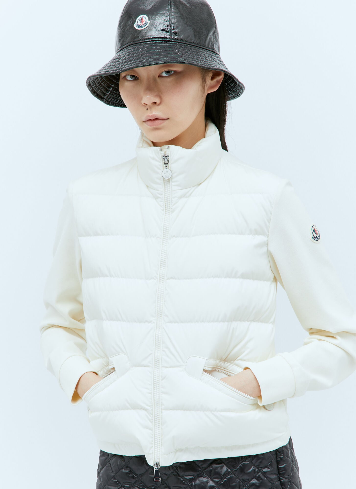  Moncler Moncler Logo Patch Bucket Hat - Frau Hats Black S 