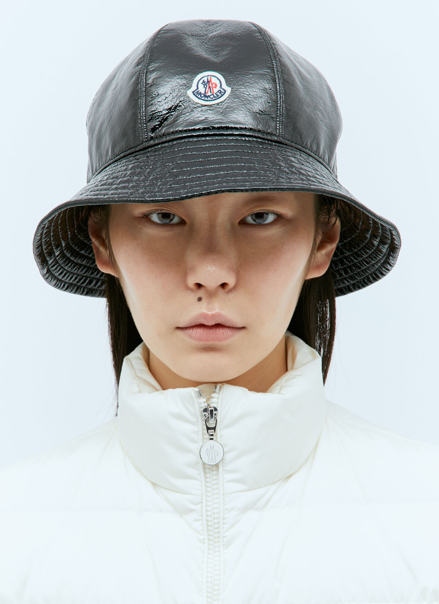 Moncler Women's Black Logo Patch Bucket Hat - Woman Hats S