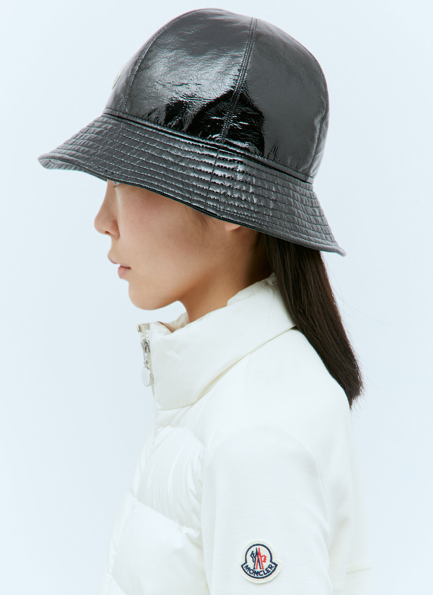  Moncler Moncler Logo Patch Bucket Hat - Frau Hats Black S 