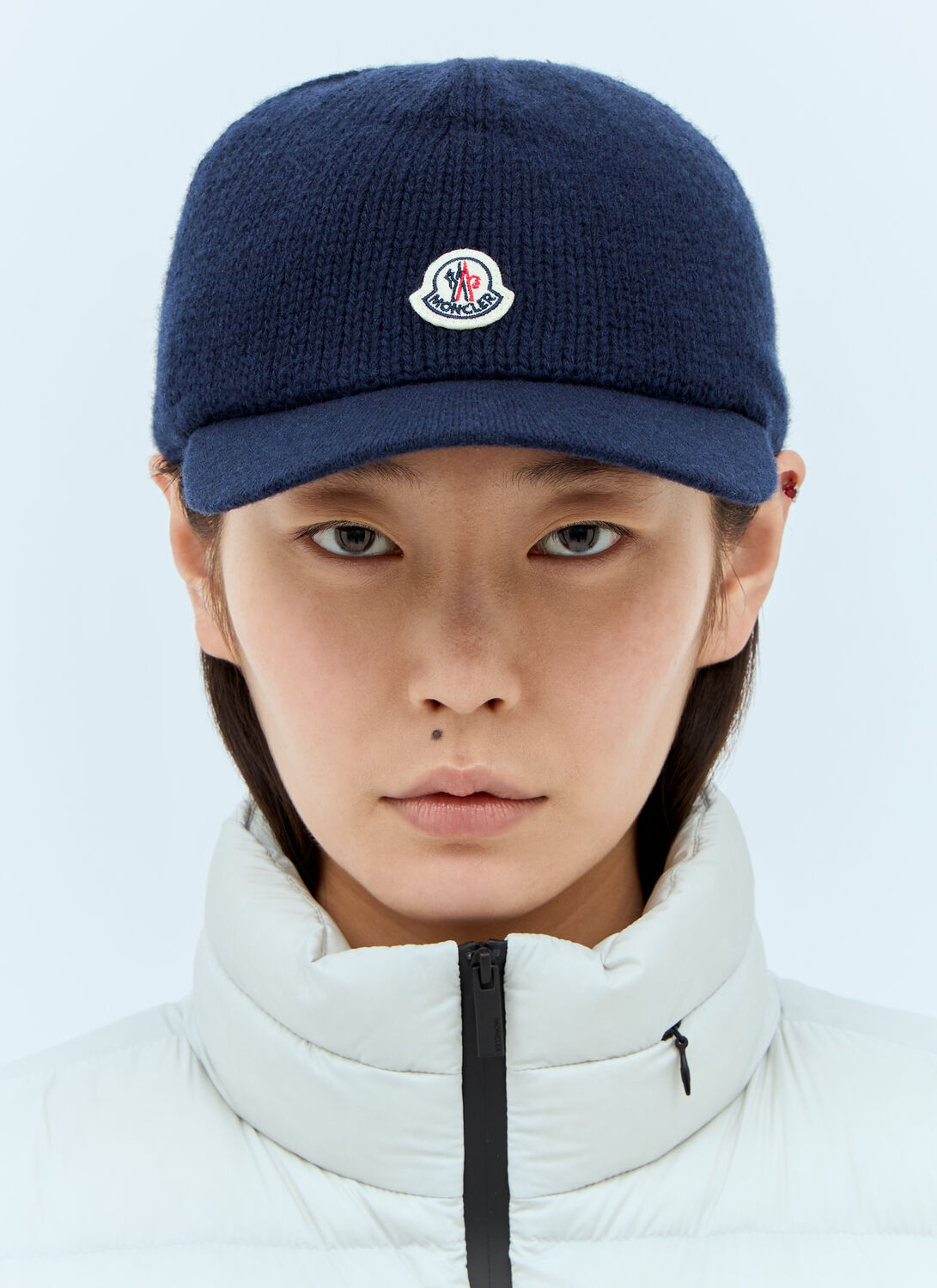 Moncler Women Knitted Baseball Cap In Blue