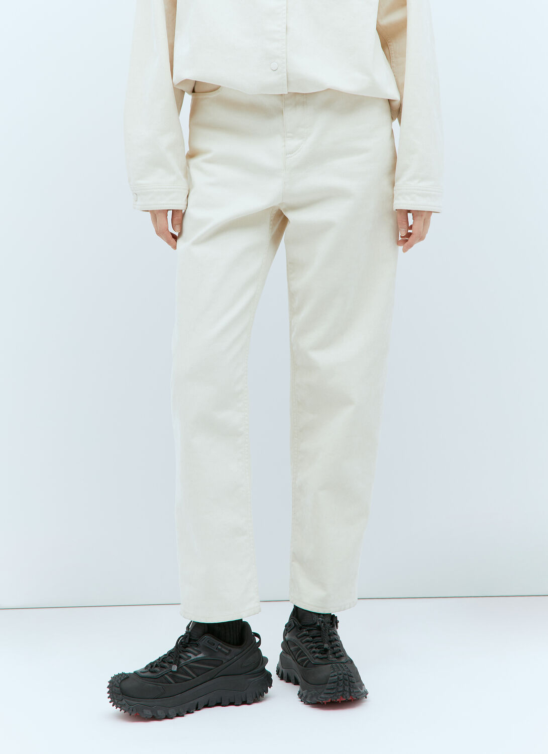 Moncler Brushed Twill Pants - Woman Pants Off White It - 44 Moncler