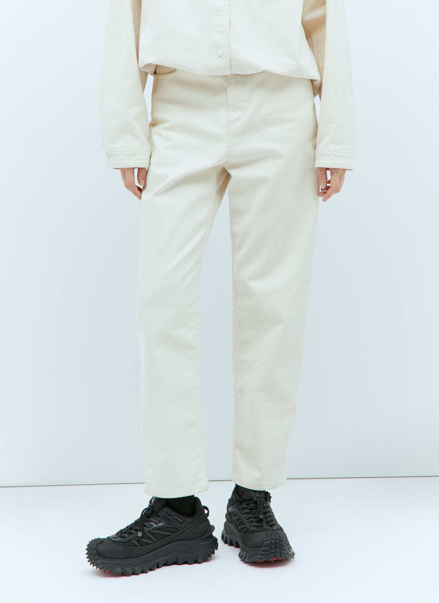 MONCLER Moncler Brushed Twill Pants - Woman Pants Off White It - 44　モンクレール ブラッシュド ツイル パンツ - ウィメンズ パンツ オフホワイト It - 44