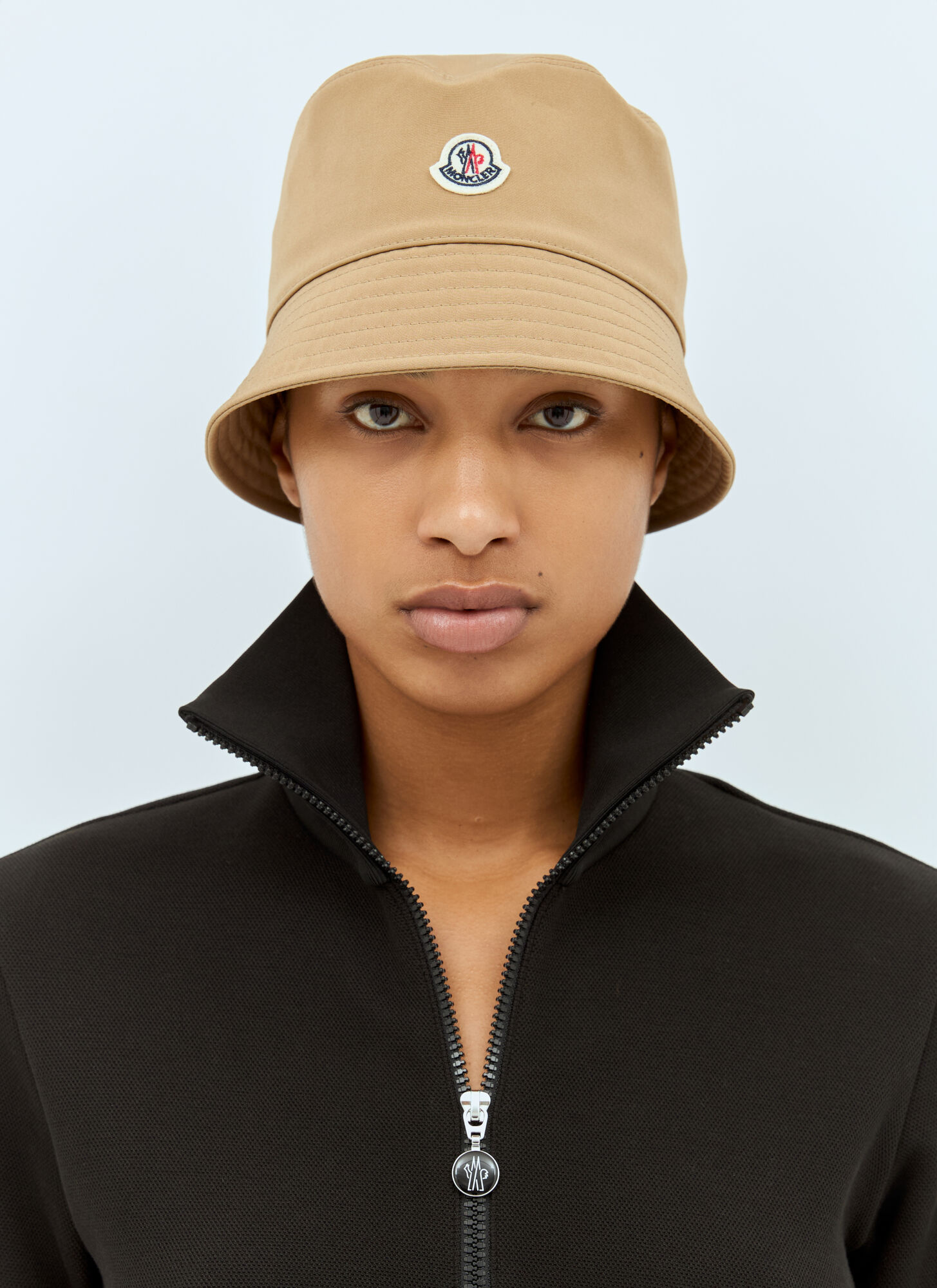 Moncler Women's Beige Logo Patch Bucket Hat - Woman Hats S