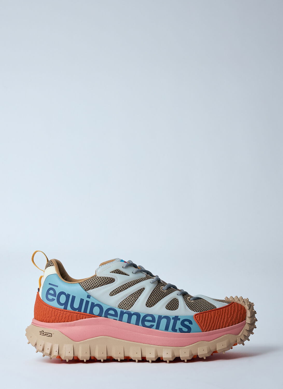 Moncler Chunky Sole Mesh Panels Pull Tab Sneakers In Orange