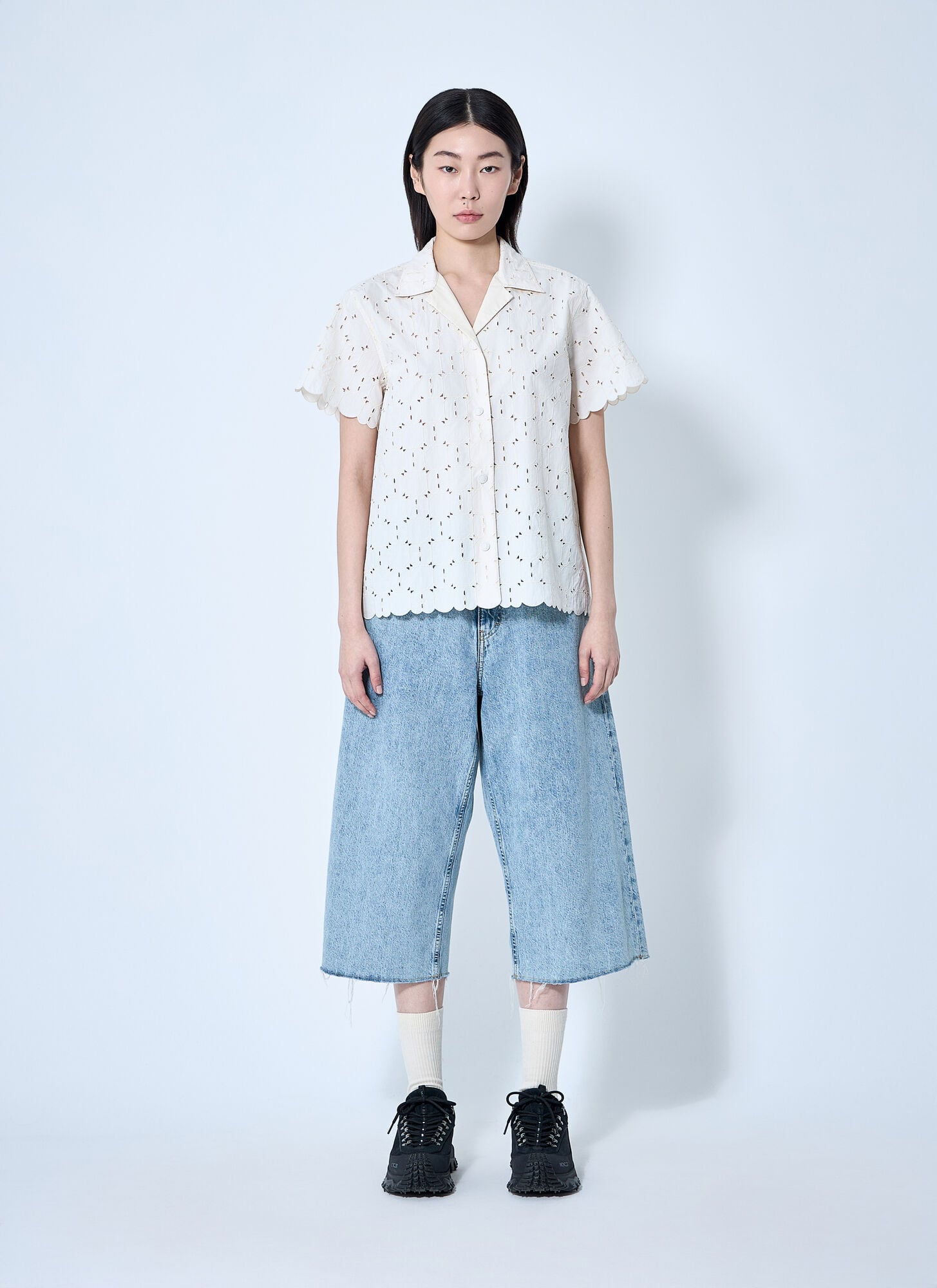  Moncler Moncler Lace Button-down Shirt - Frau Hemden White It - 40 