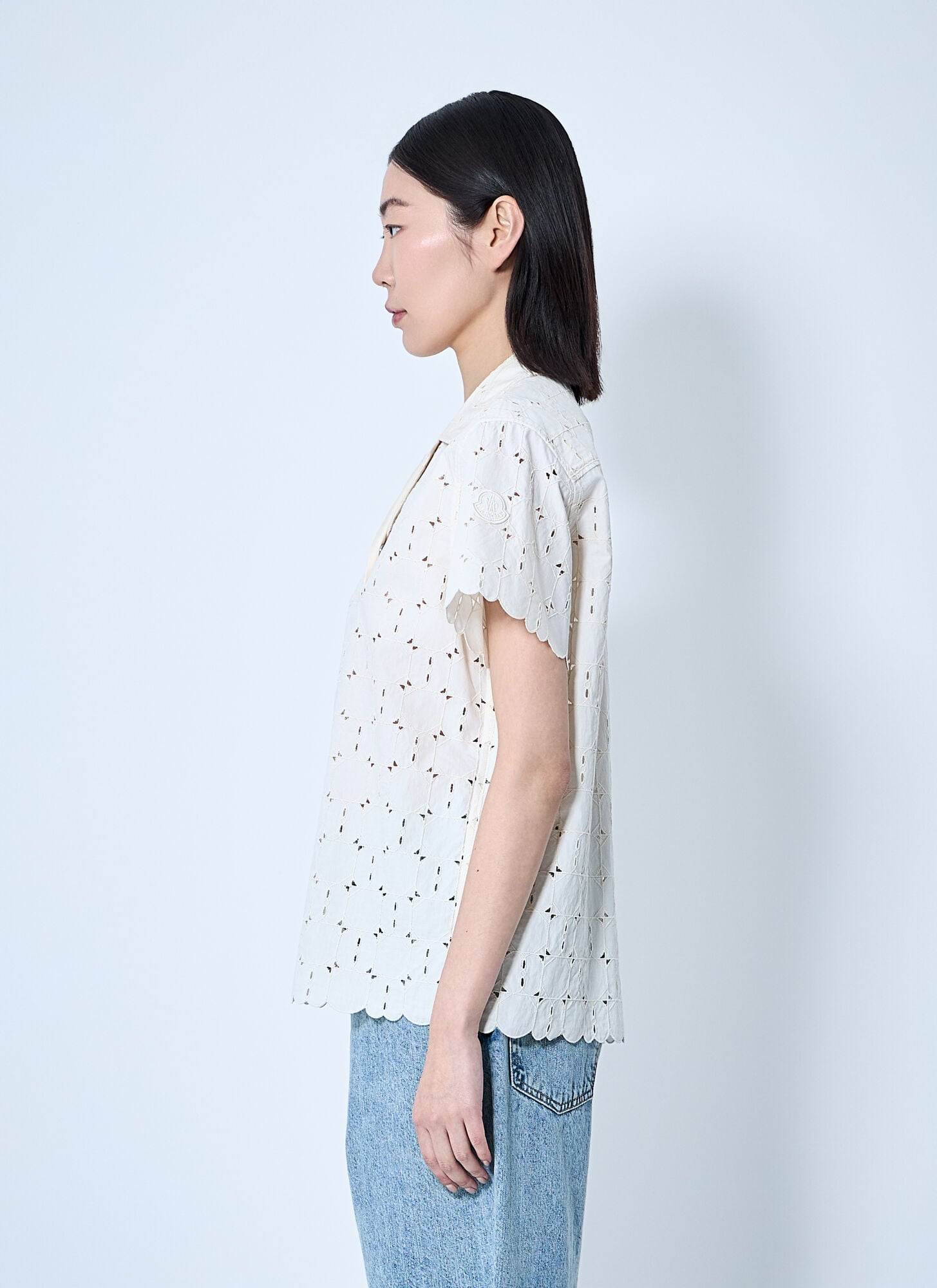  Moncler Moncler Lace Button-down Shirt - Frau Hemden White It - 40 