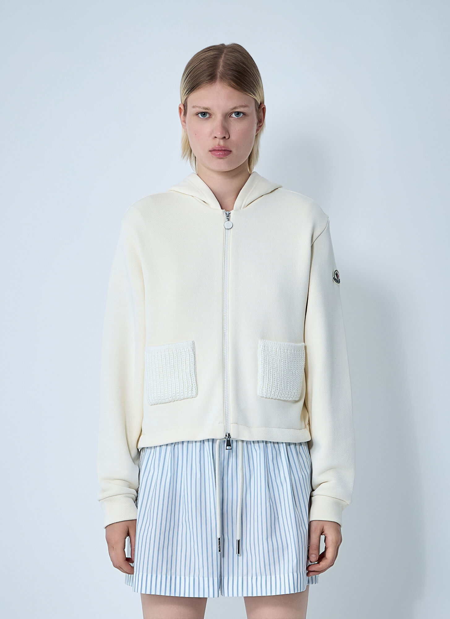 Moncler Women's Beige Zip-Up Cardigan - Woman Sweatshirts L