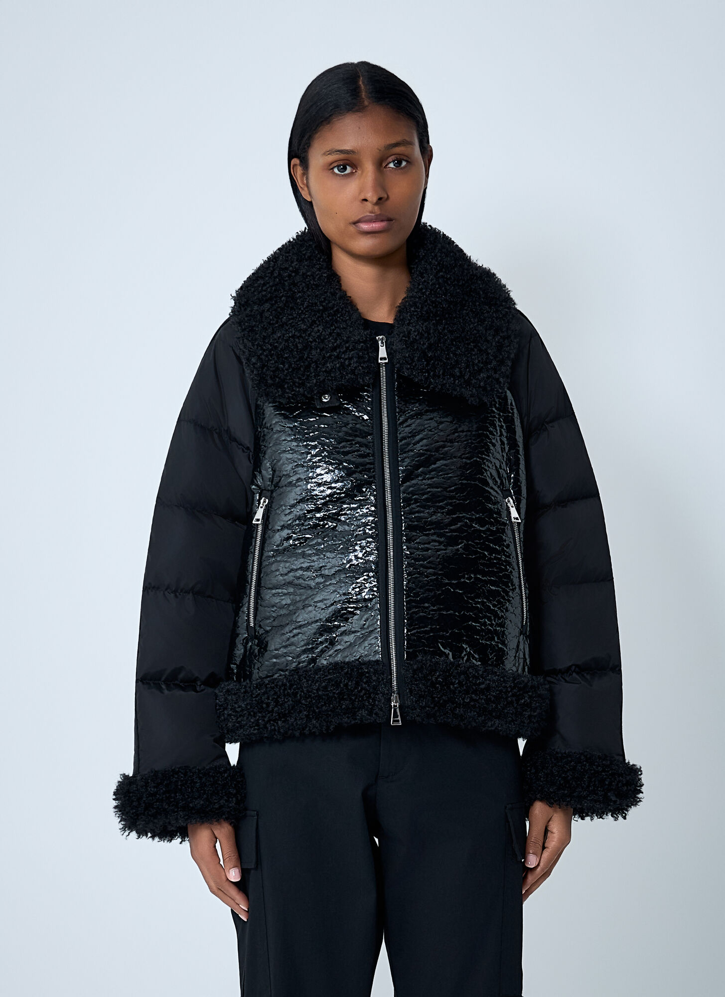 Moncler Short Down Jacket In Black