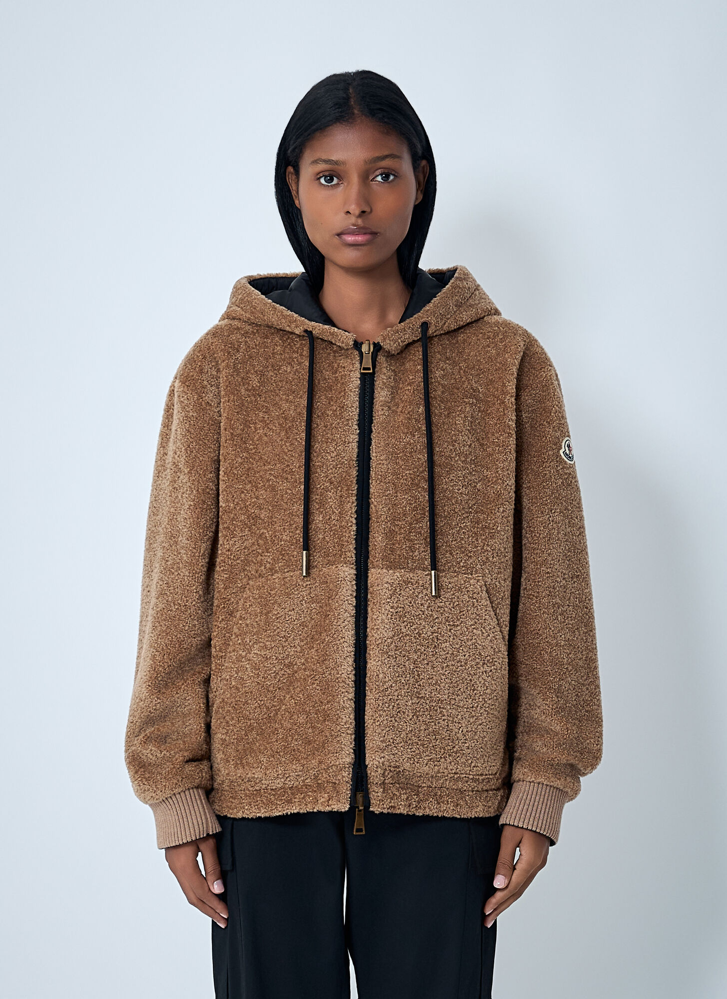 Moncler Reversible Teddy Padded Zip-Up Sweatshirt - Woman Sweatshirts Brown L