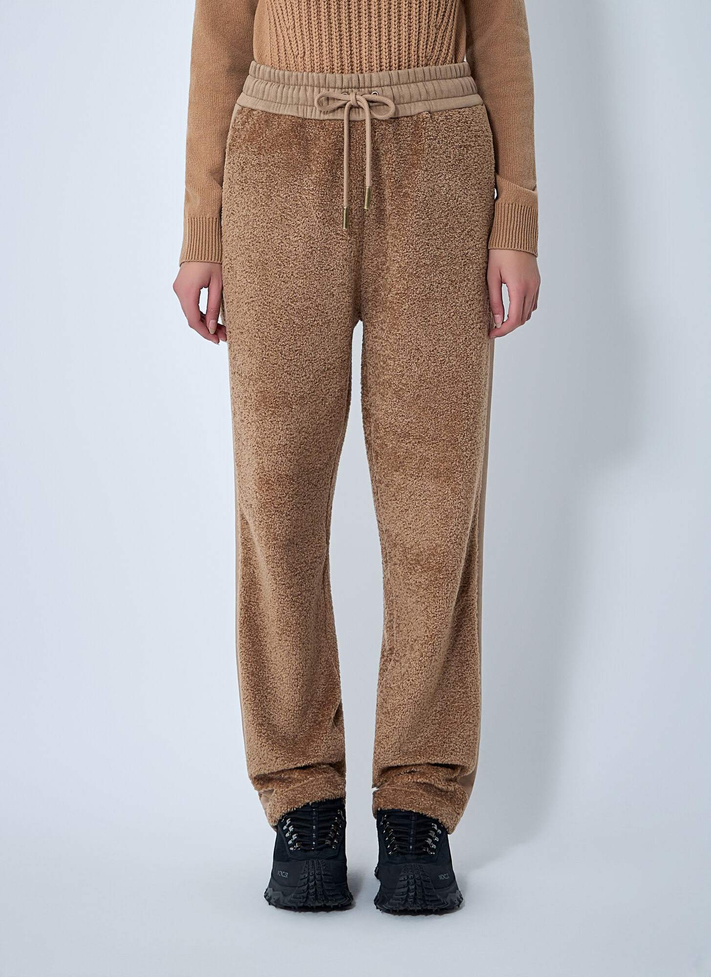 Moncler Women's Camel Logo Motif Track Pants - Woman Pants L