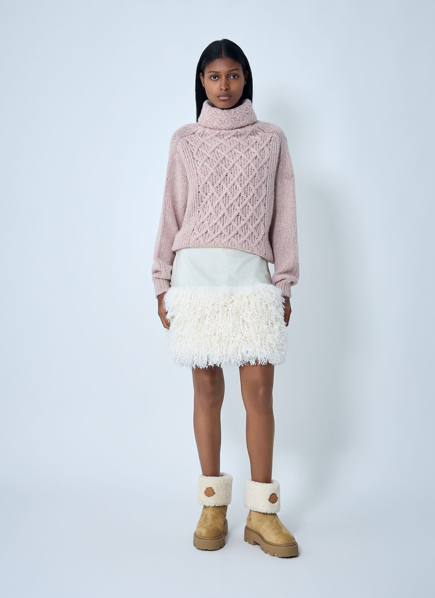  Moncler Moncler Wool-blend Cable Knit Sweater - Frau Strick Pink M 