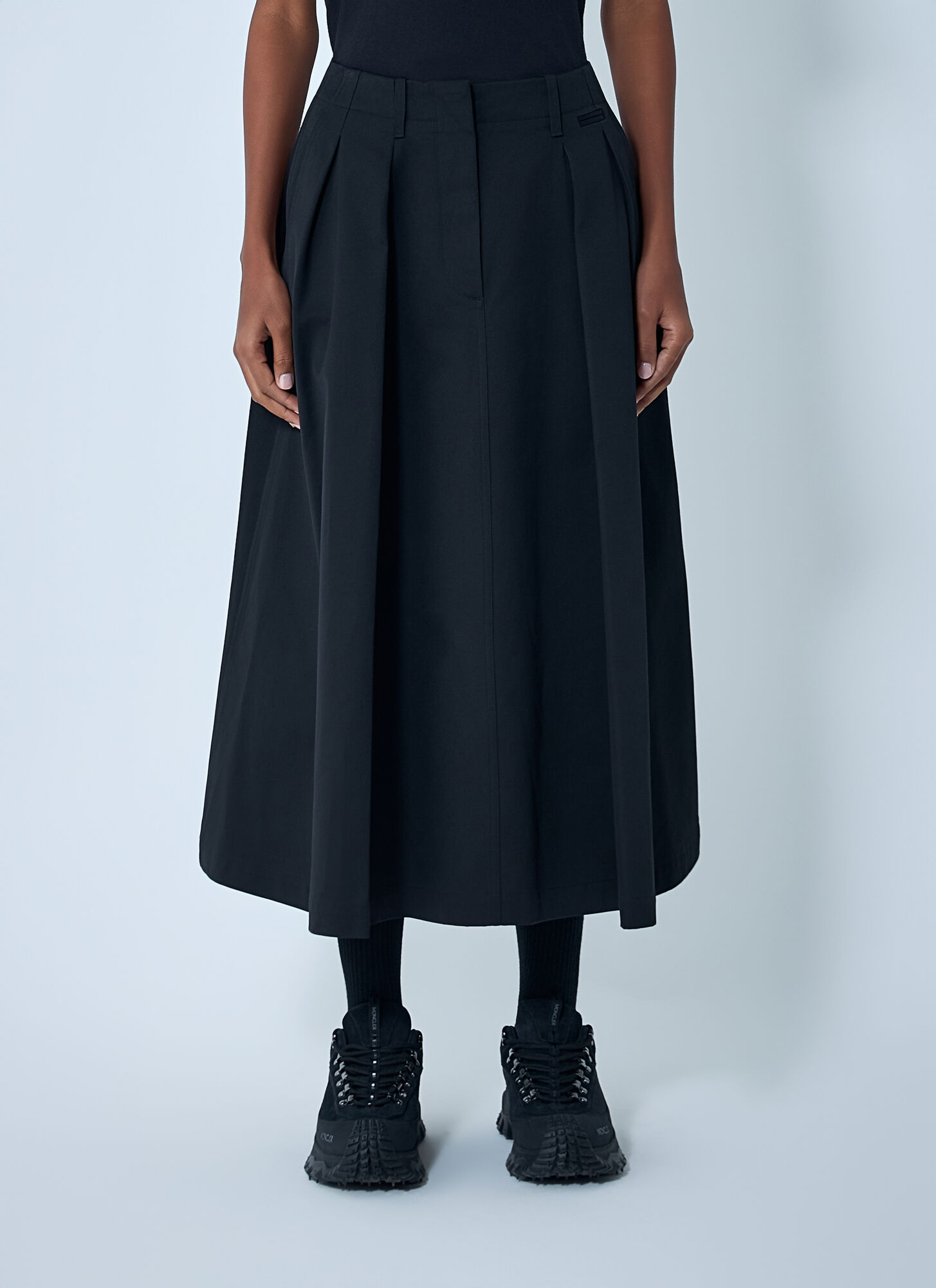 Moncler Cotton Midi Skirt In Black