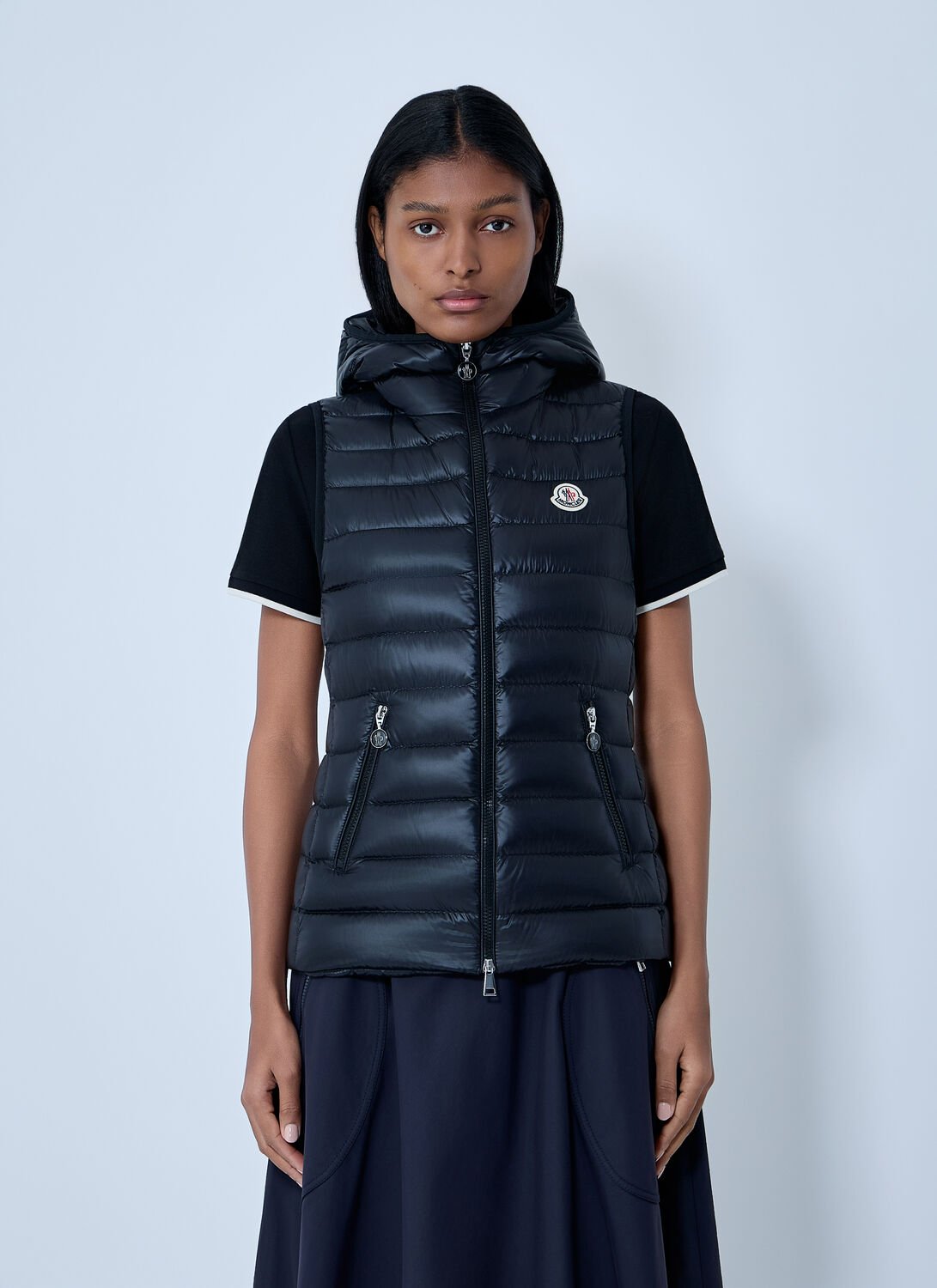 Moncler Glygos Short Down Vest In Black