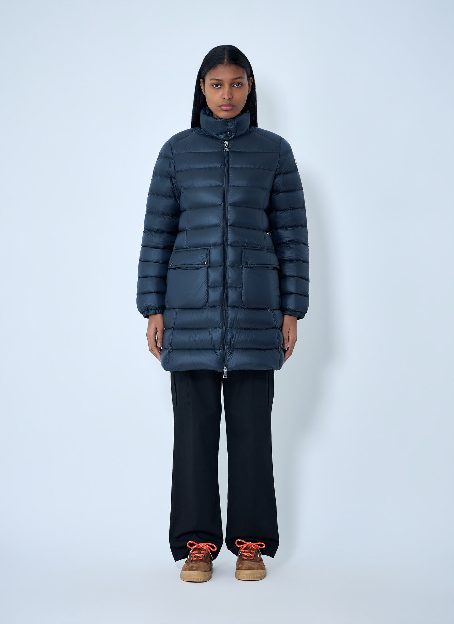 Moncler Women's Navy Genet Long Coat - Woman Coats 4