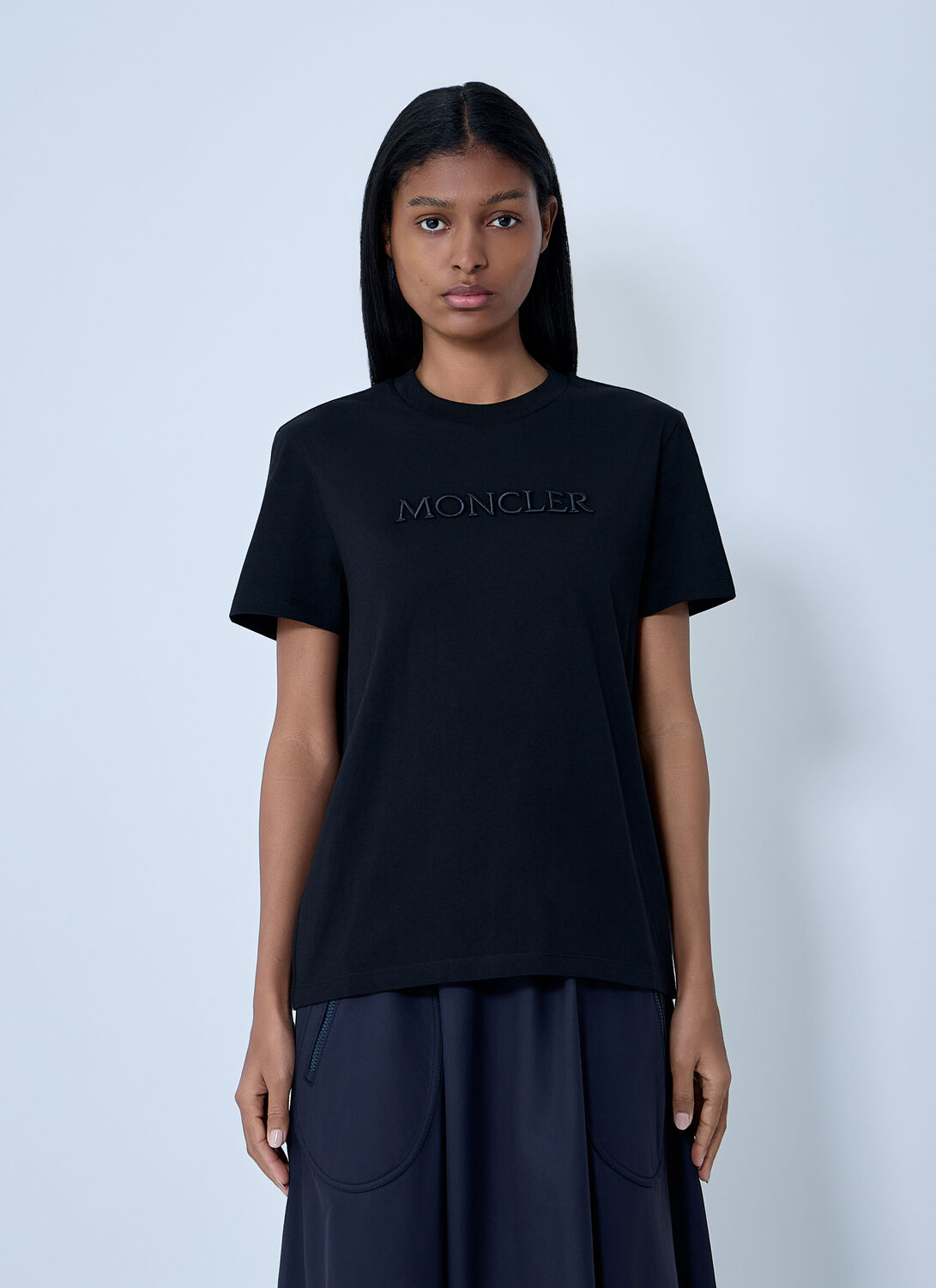 Moncler Logo Motif T-shirt - Woman T-shirts Black Xs