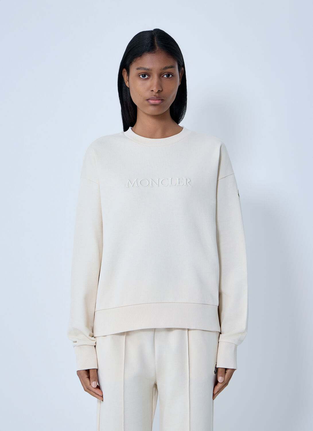 Moncler Logo Motif Sweatshirt - Woman Sweatshirts Cream L Moncler