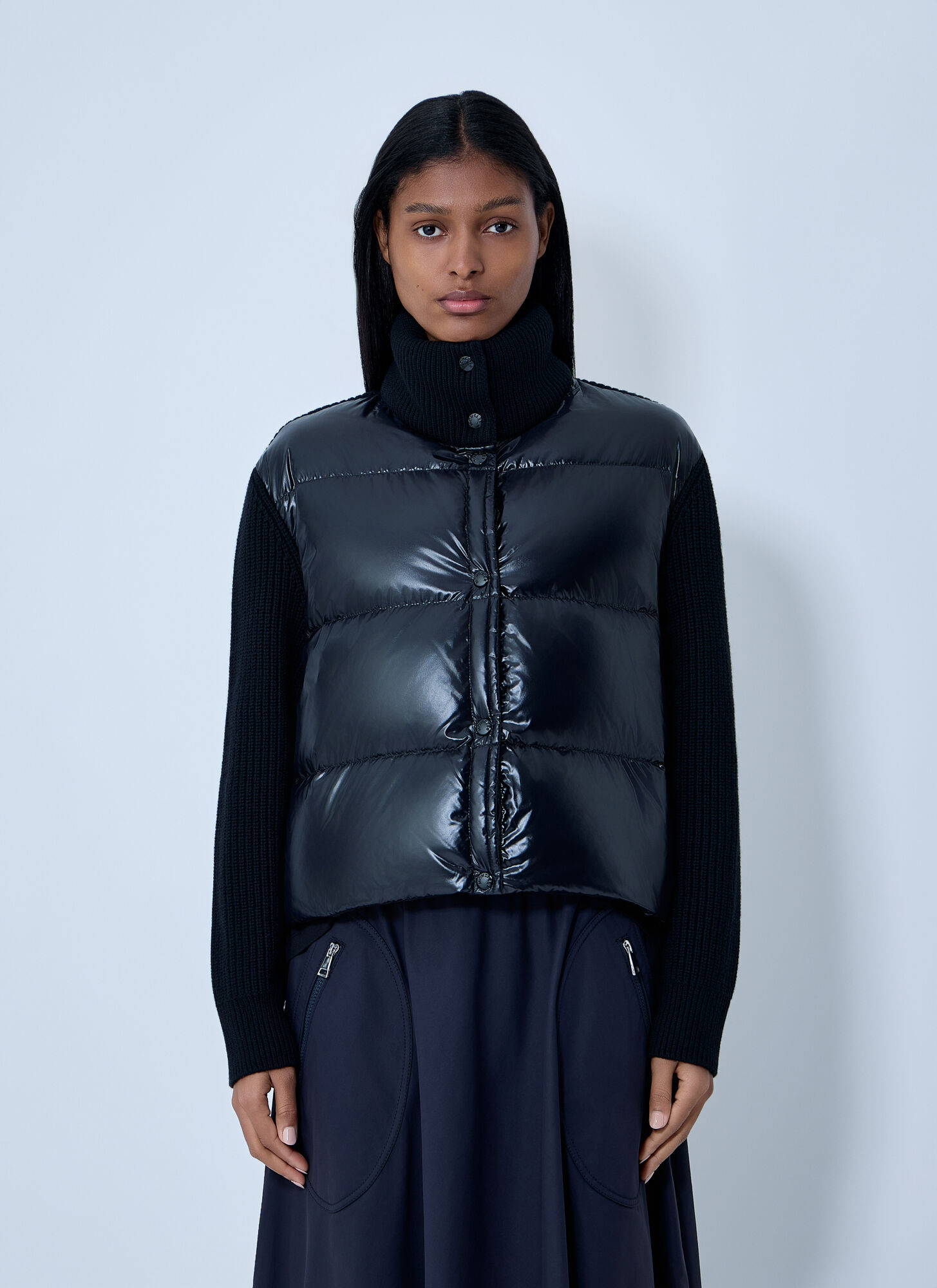 Moncler Women's Black Wool-And-Cashmere-Blend Cardigan - Woman Jackets M