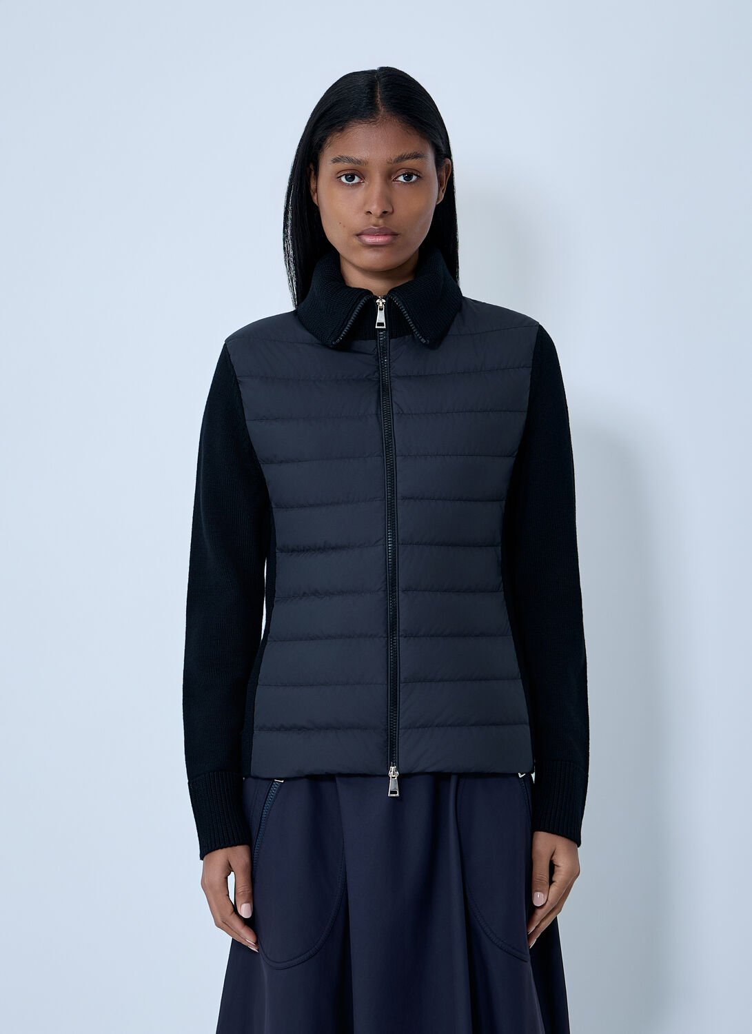 Moncler Quilted Cardigan In Black