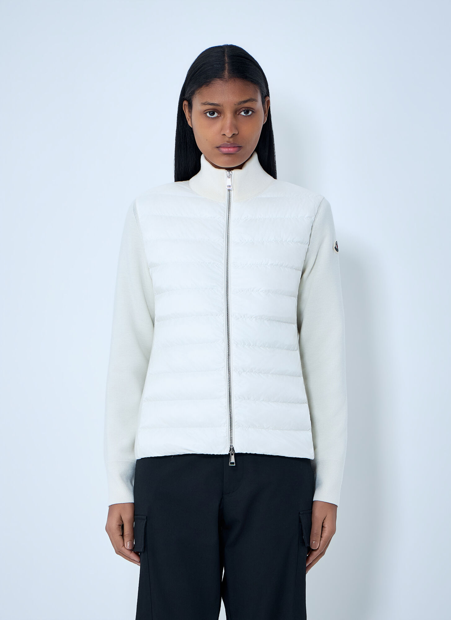 Moncler Women's White Quilted Zip-Up Jacket - Woman Jackets S