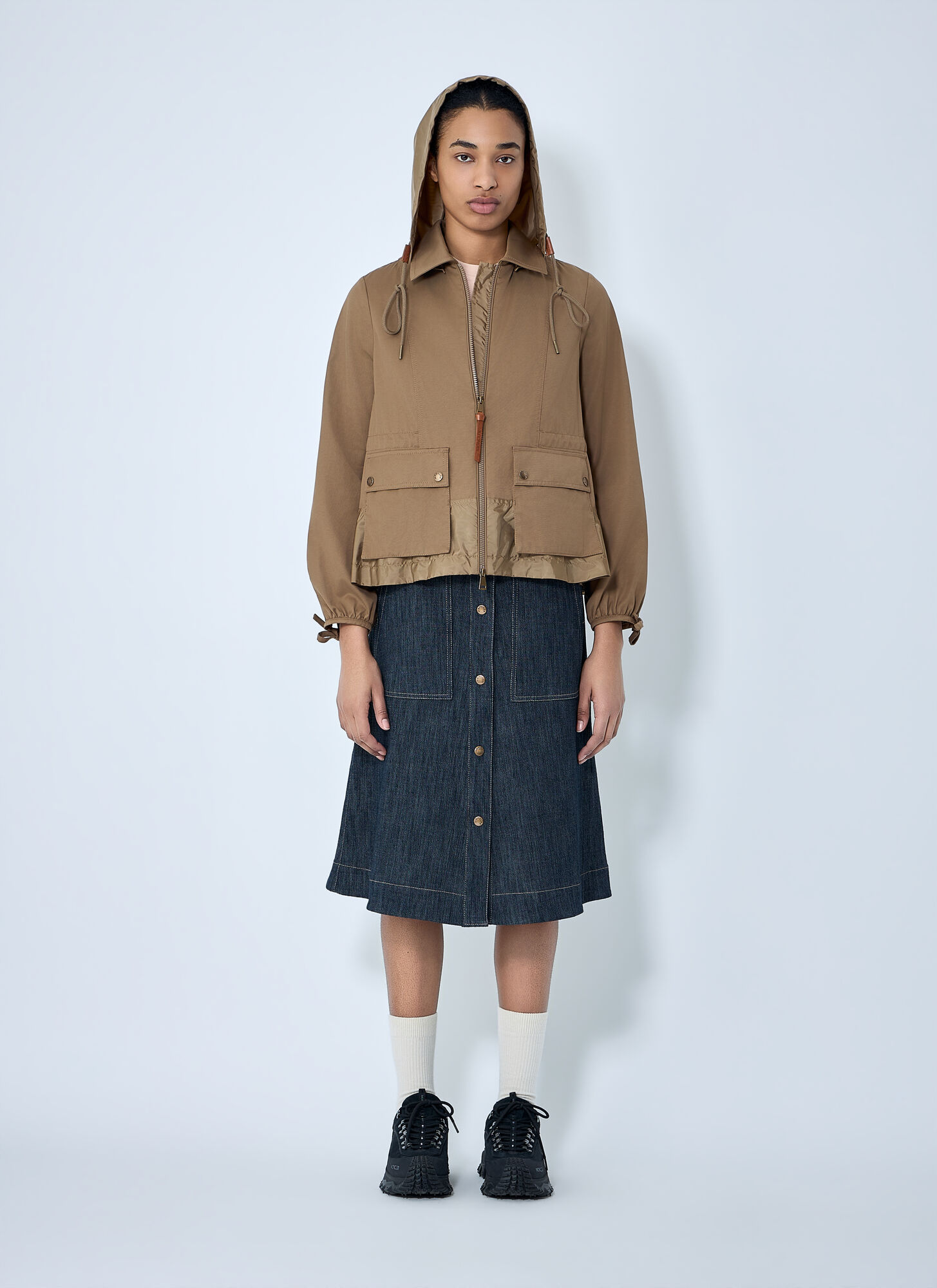 Moncler Moncler Adenium Hooded Jacket - Woman Jackets Khaki 2 