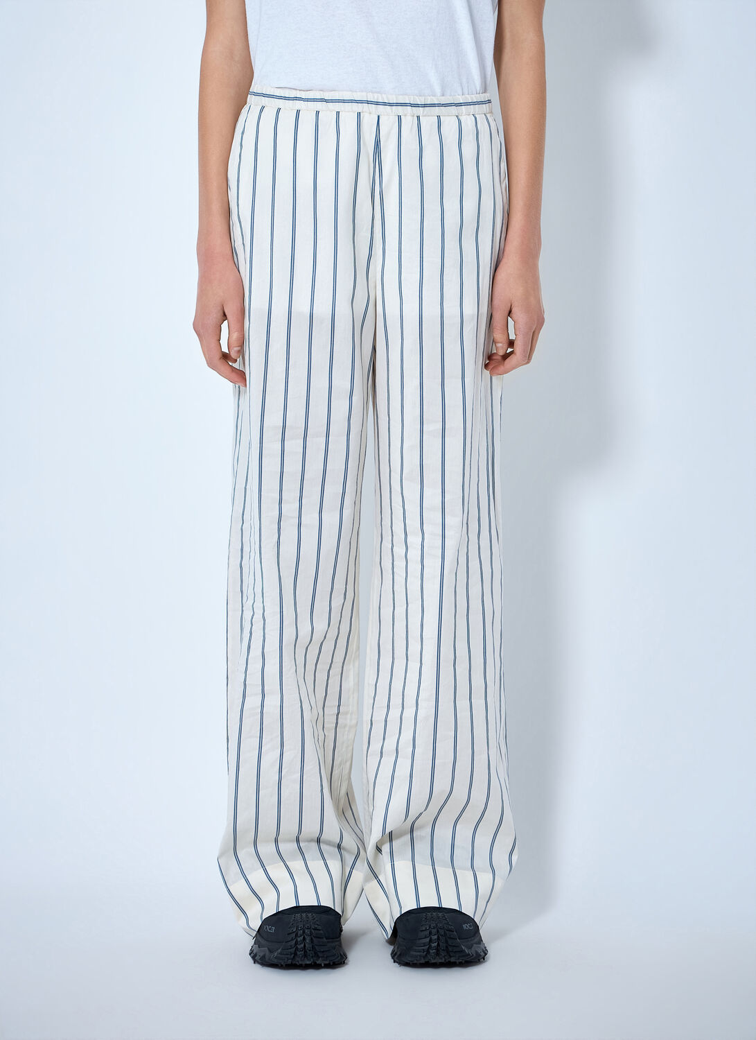 Moncler Striped Trousers - Woman Pants White It - 40