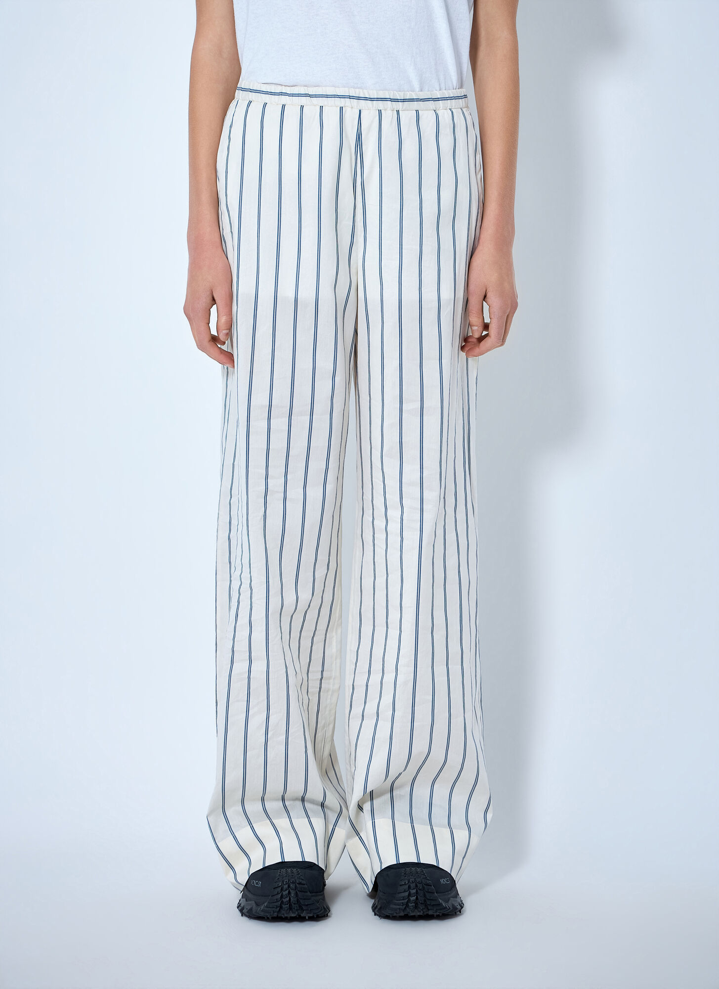 Moncler Striped Trousers - Woman Pants White It - 38 Moncler