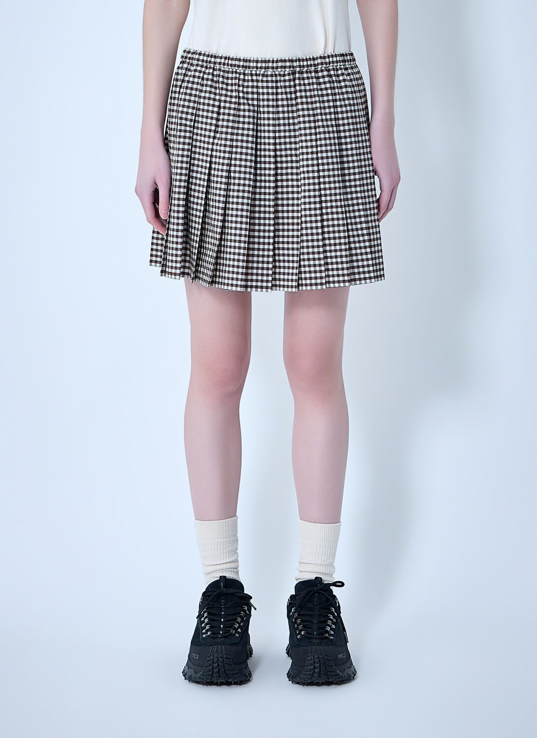 Moncler Pleated Mini Skirt - Woman Skirts Grey M
