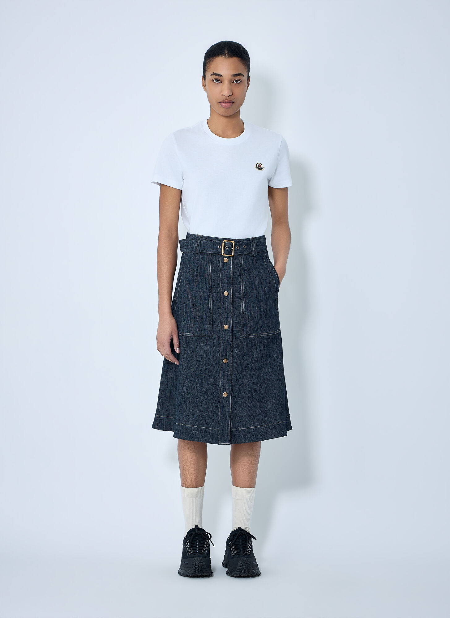  Moncler Moncler Button-front Denim Midi Skirt - Frau Röcke Blue It - 38 