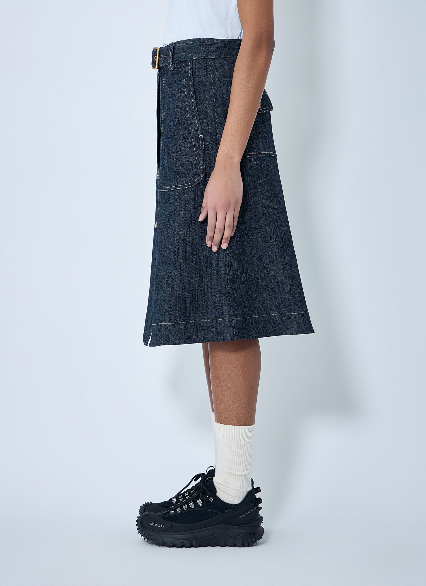  Moncler Moncler Button-front Denim Midi Skirt - Frau Röcke Blue It - 38 