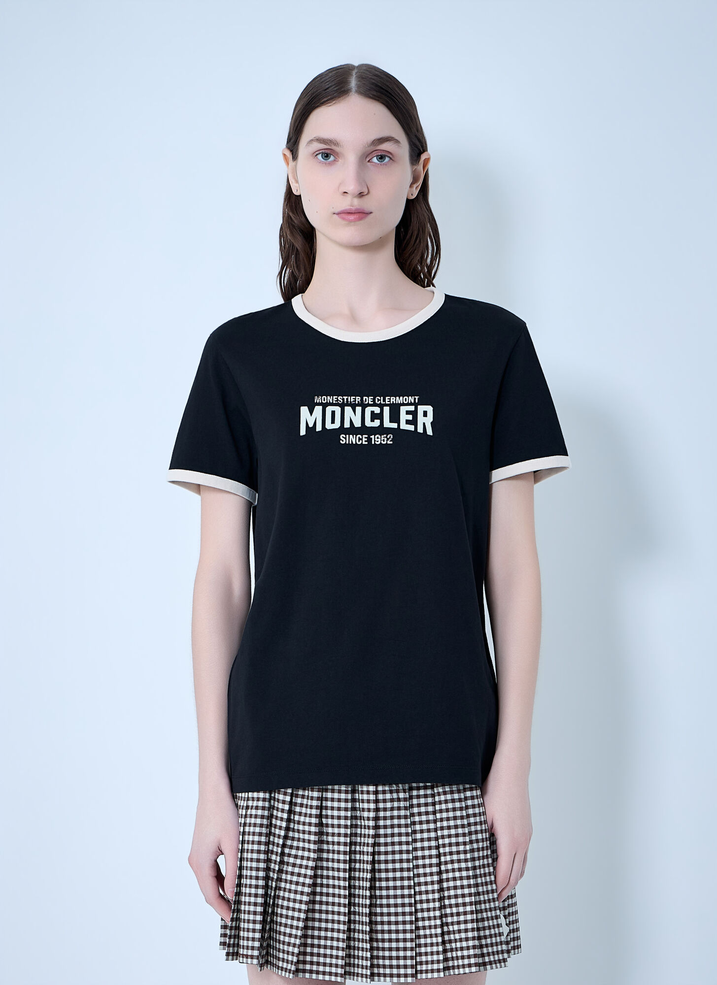 Moncler Women's Black Cotton Jersey Logo T-Shirt - Woman T-Shirts S