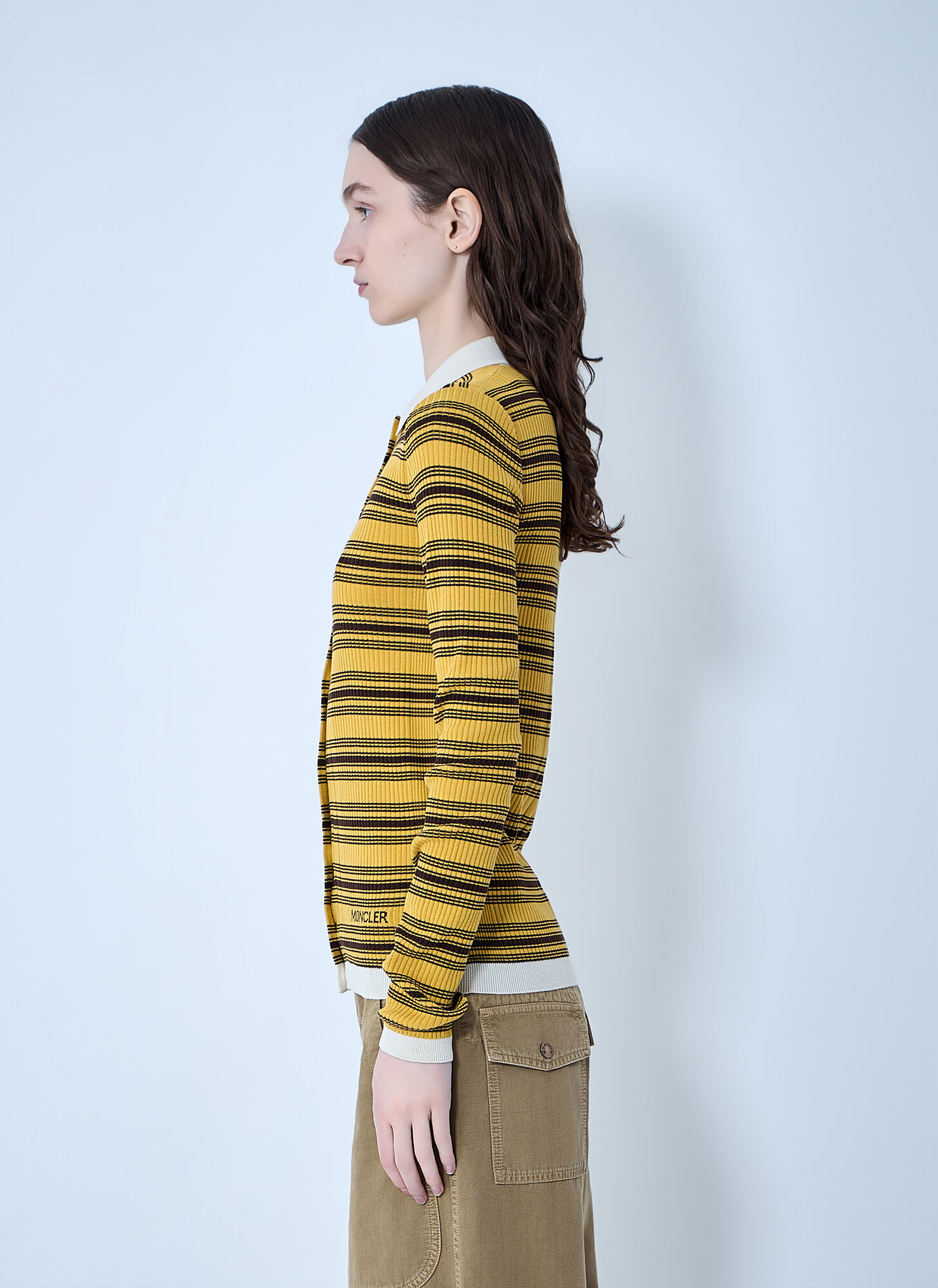  Moncler Moncler Striped Button-down Cardigan - Frau Strick Yellow Xs 