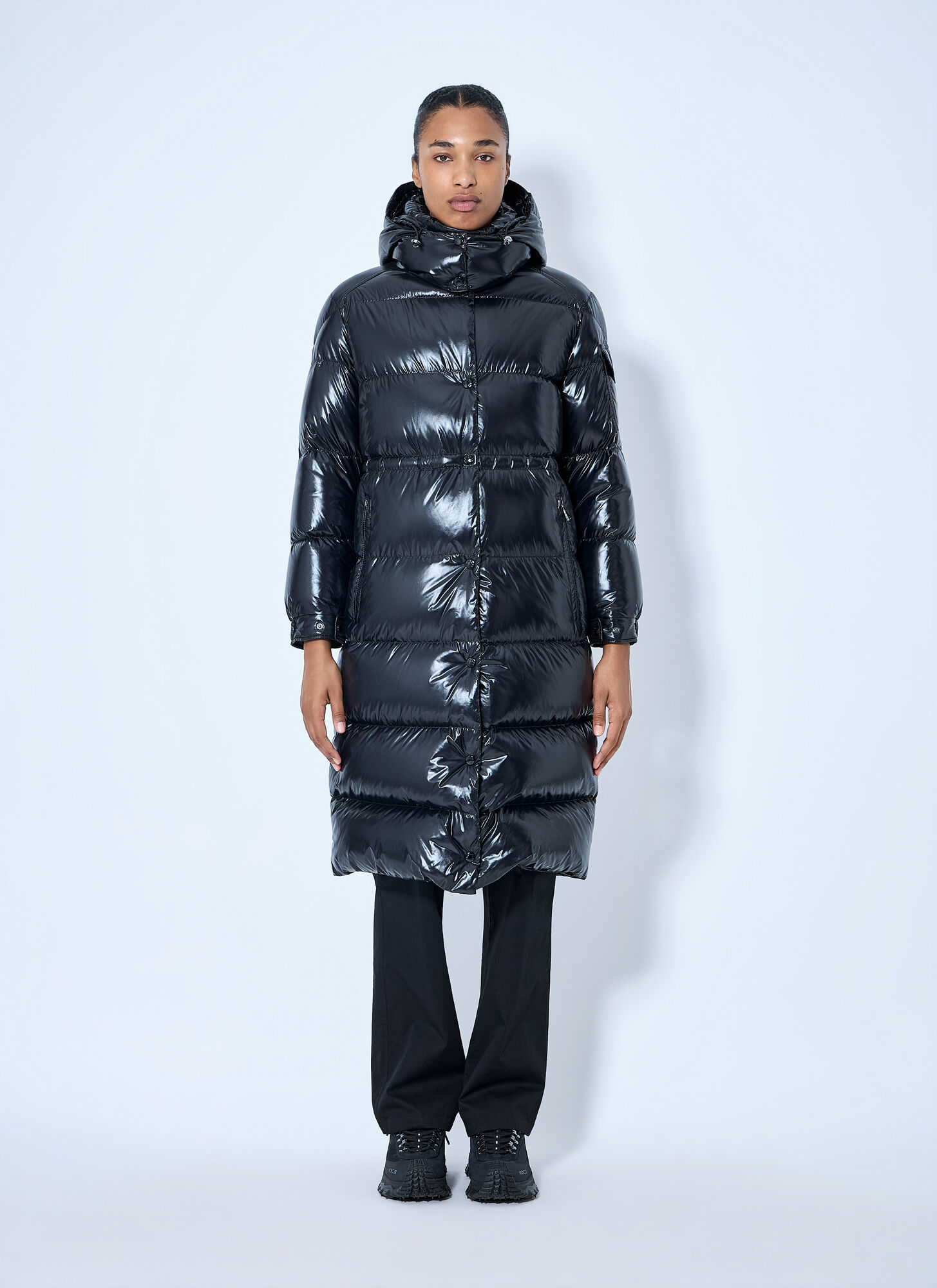 Moncler Women's Black Cavettaz Hooded Long Down Jacket - Woman Coats 00