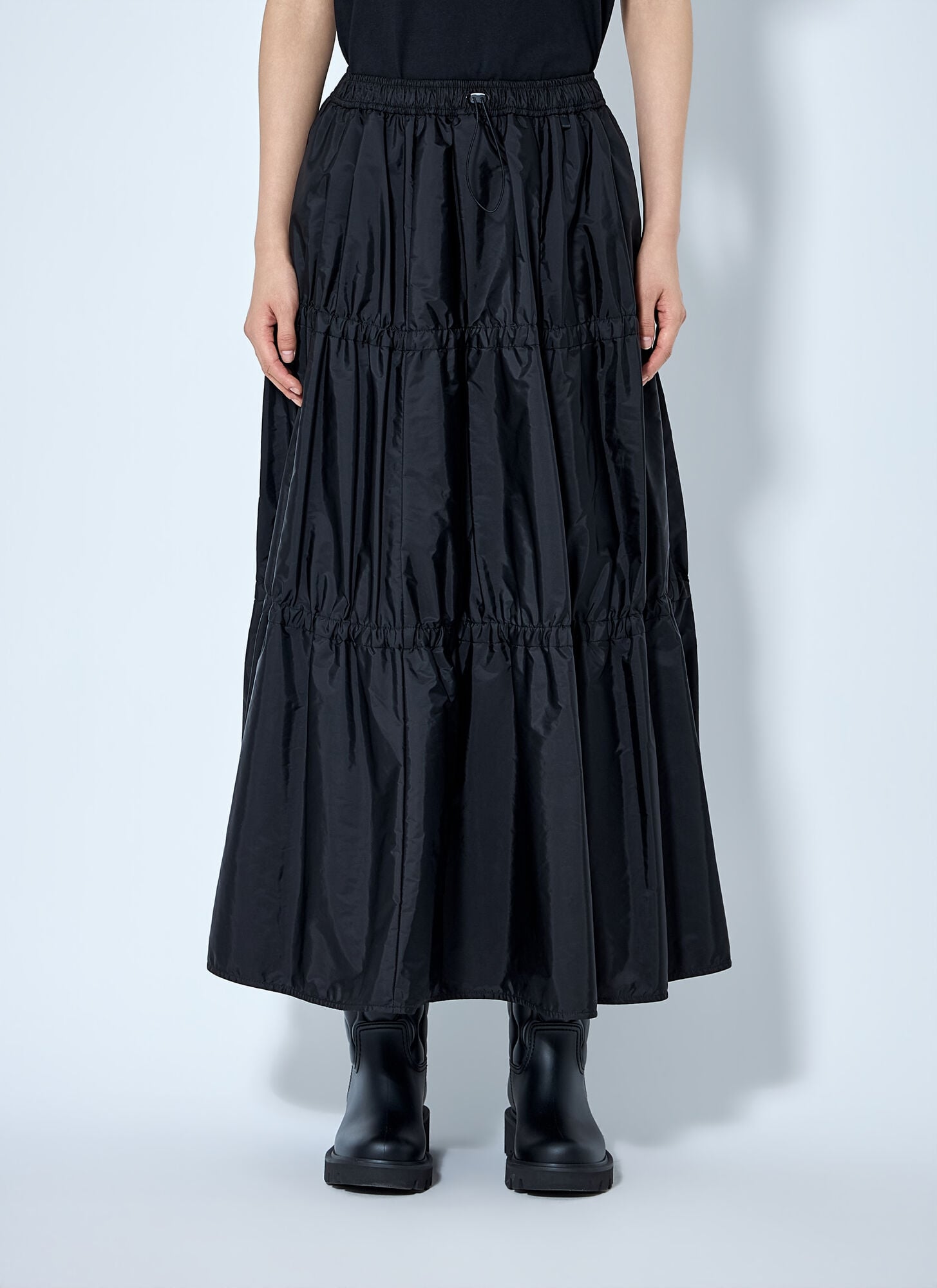 Moncler Women's Black Tiered Maxi Skirt - Woman Skirts It - 40