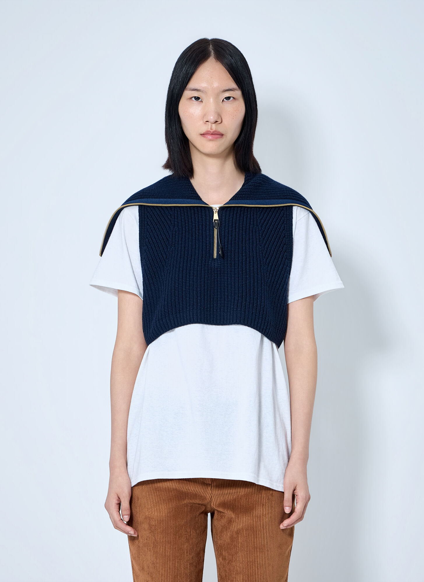 Moncler Zip-front Knit Vest In Blue