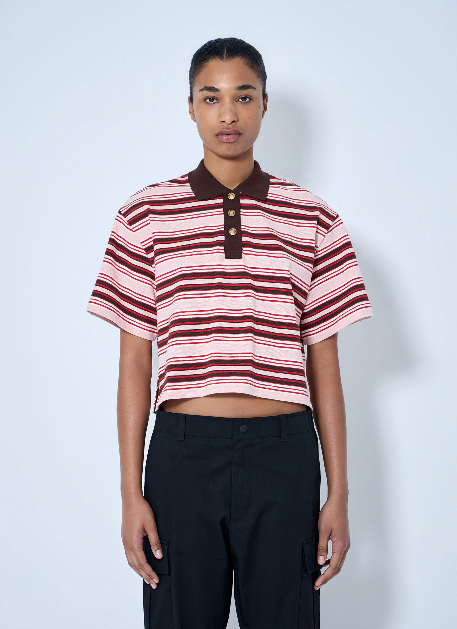 Moncler Women's Pink Striped Polo Shirt - Woman T-Shirts Xs