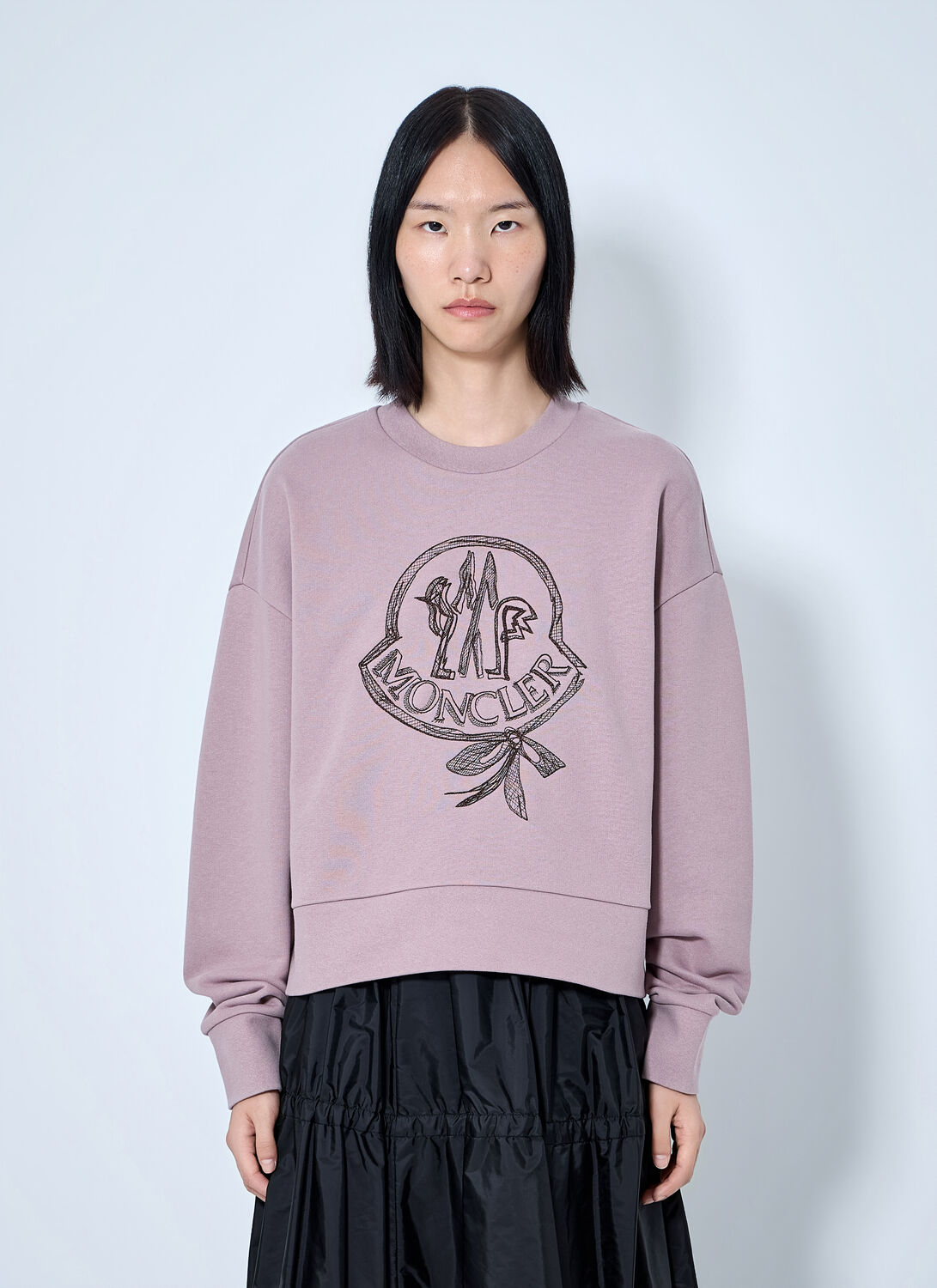 Moncler Logo Embroidered Sweatshirt - Woman Sweatshirts Light Purple L Moncler