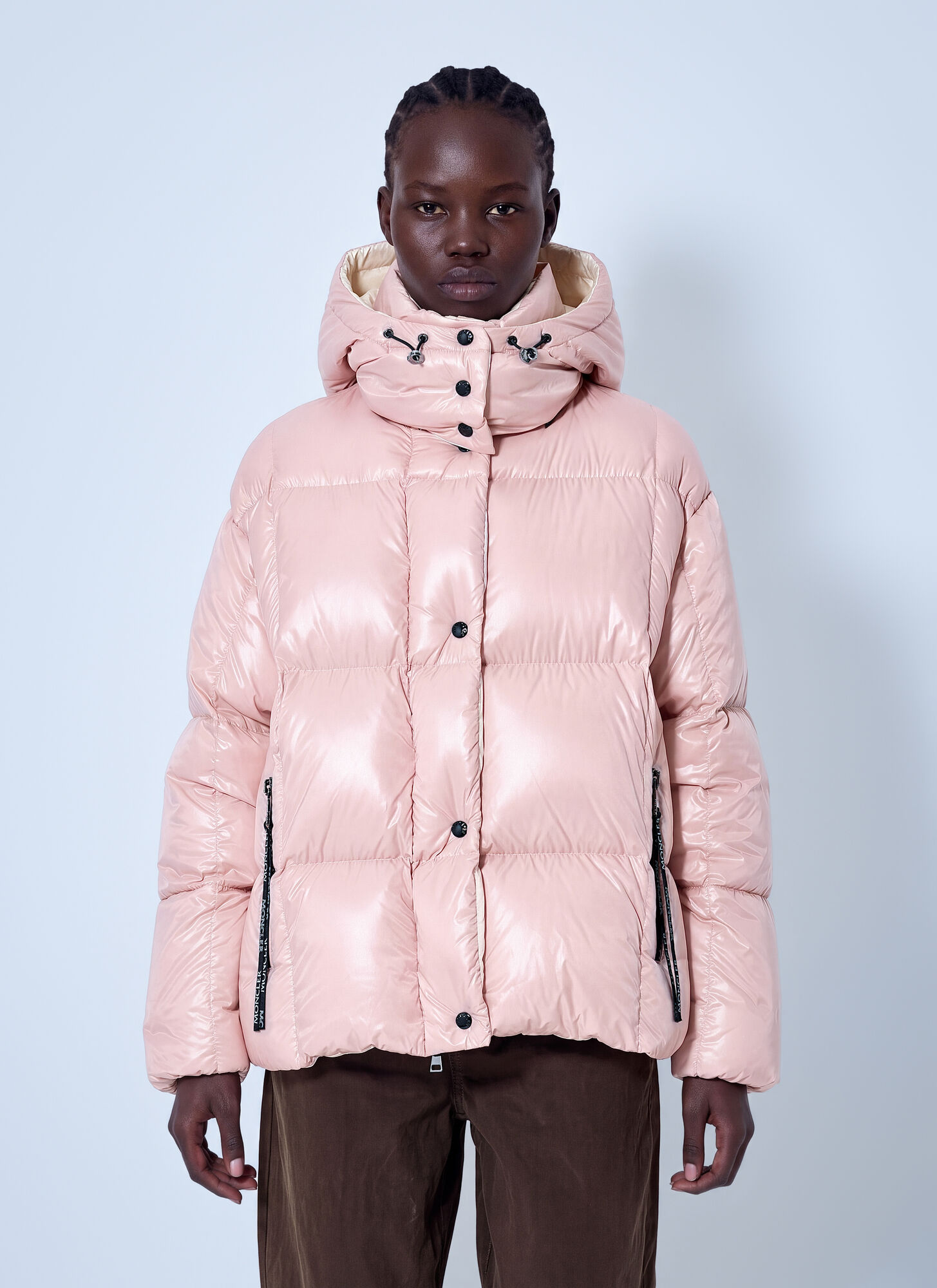 Moncler Women's Pink Parana Hooded Short Down Jacket - Woman Jackets 4